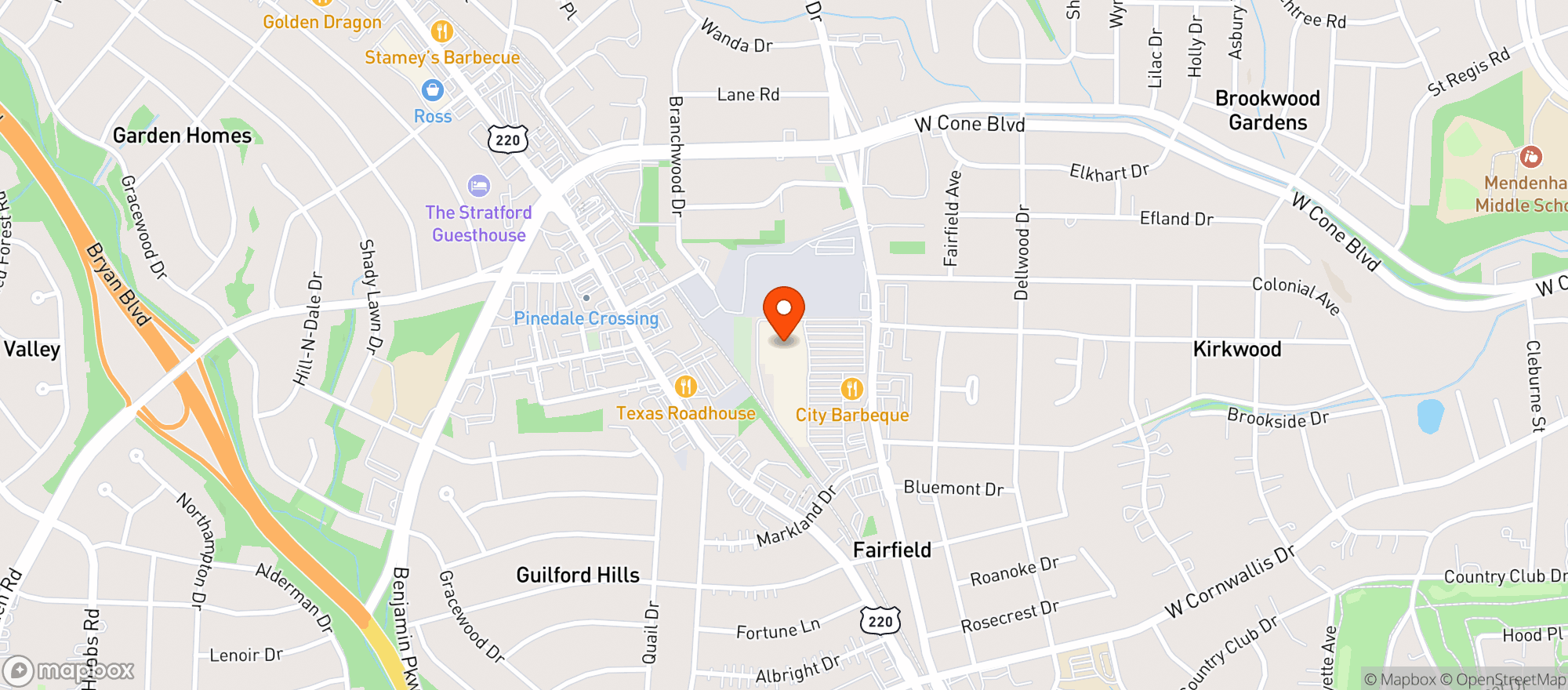 Map showing Target - Greensboro Lawndale