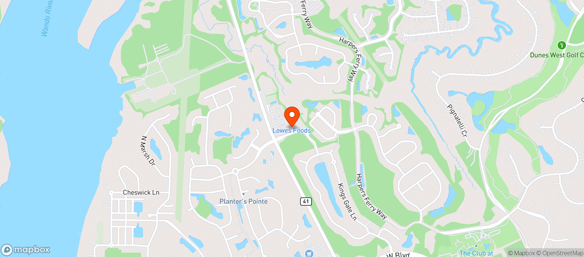 Map showing Lowes Foods #265