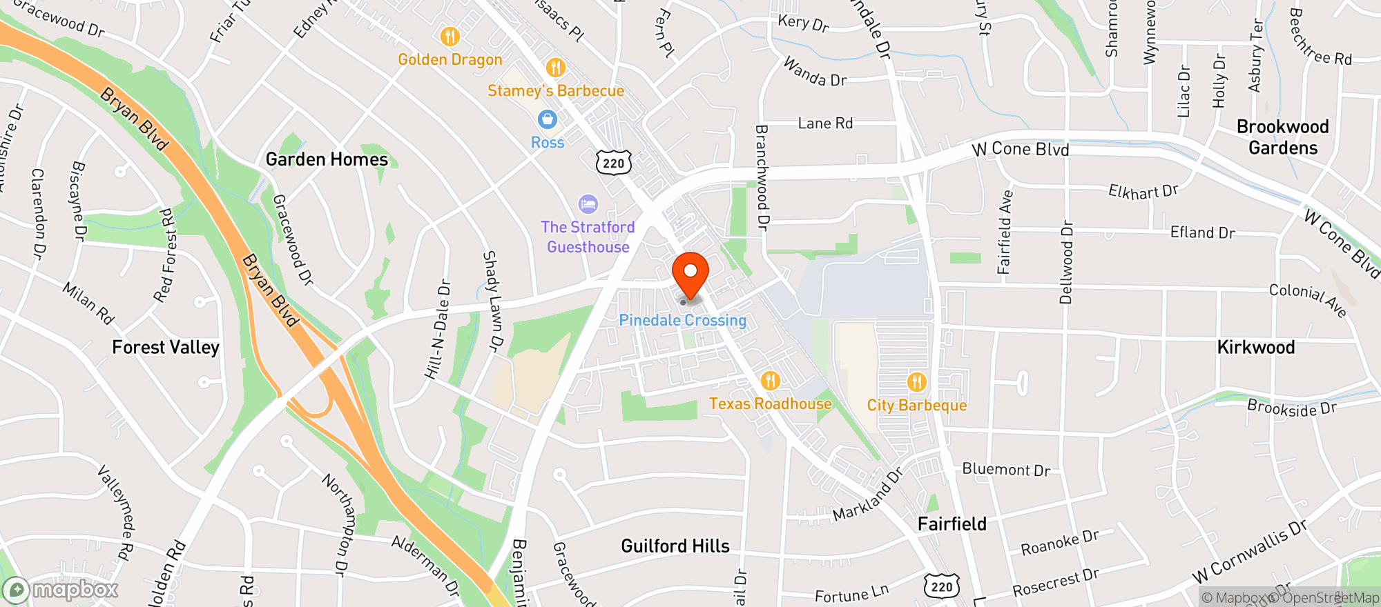 Map showing Smoke Rings - Greensboro