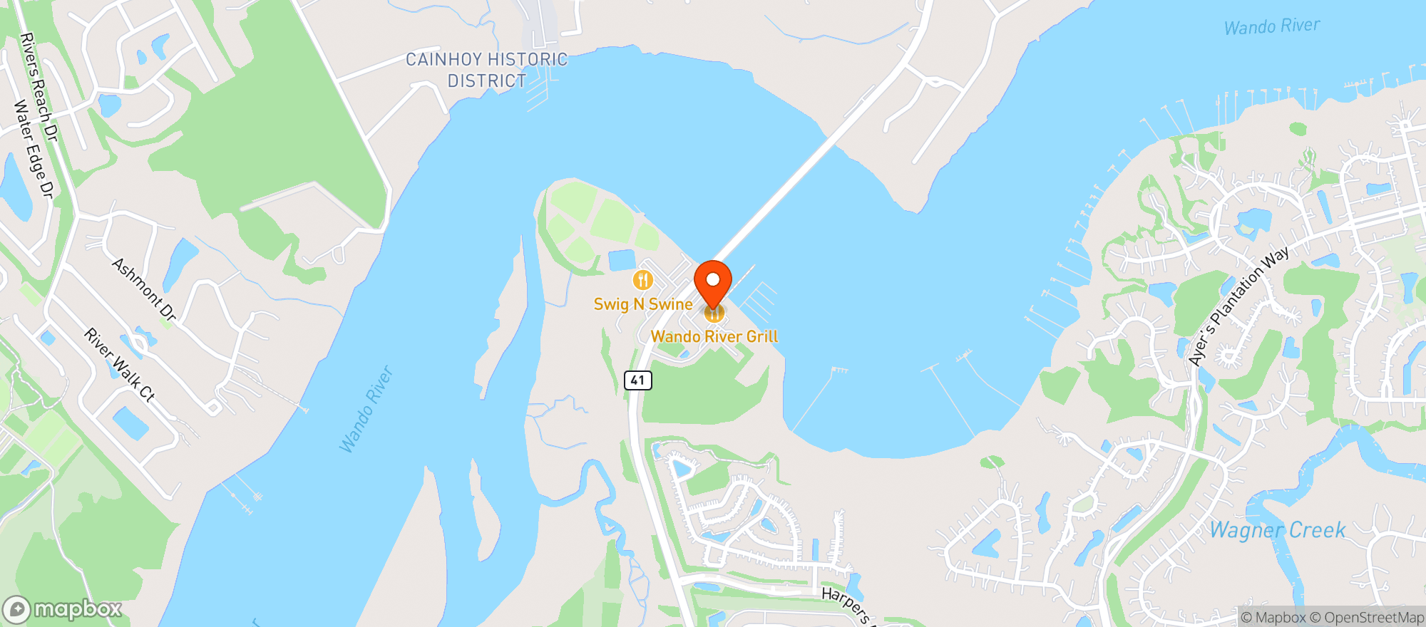 Map showing Wando River Grill