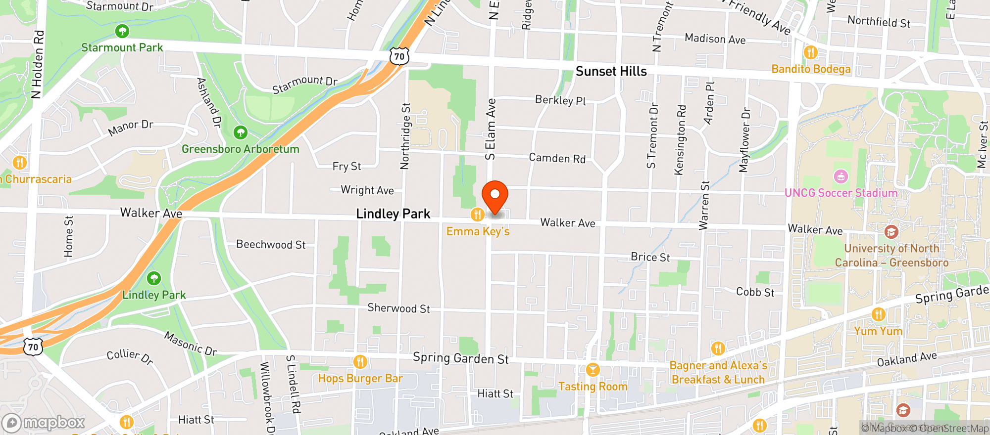 Map showing G W Walkers Bar