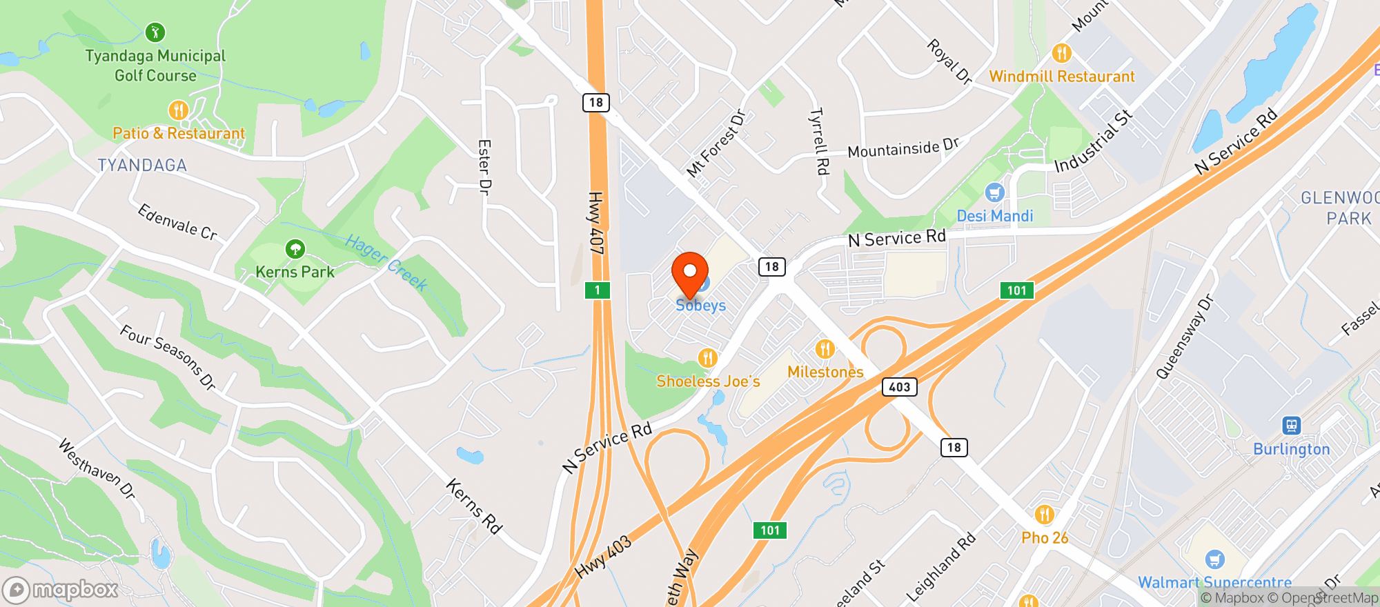 Map showing Sobeys Extra Brant Street