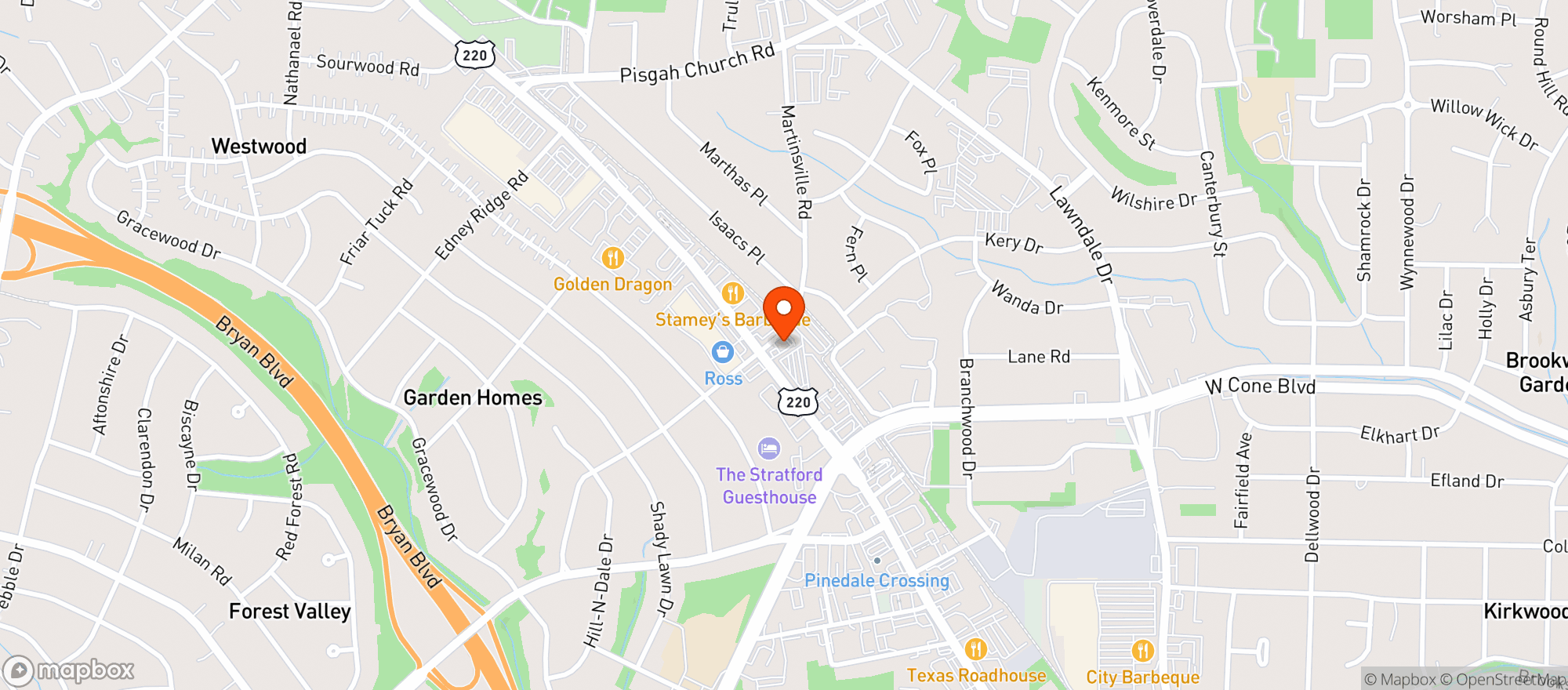 Map showing N Y Pizza Bar And Grill