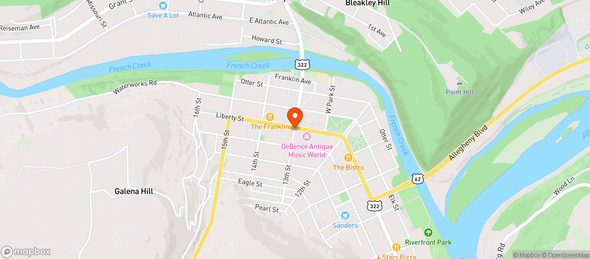 Map showing FRANKLIN BEER COMPANY