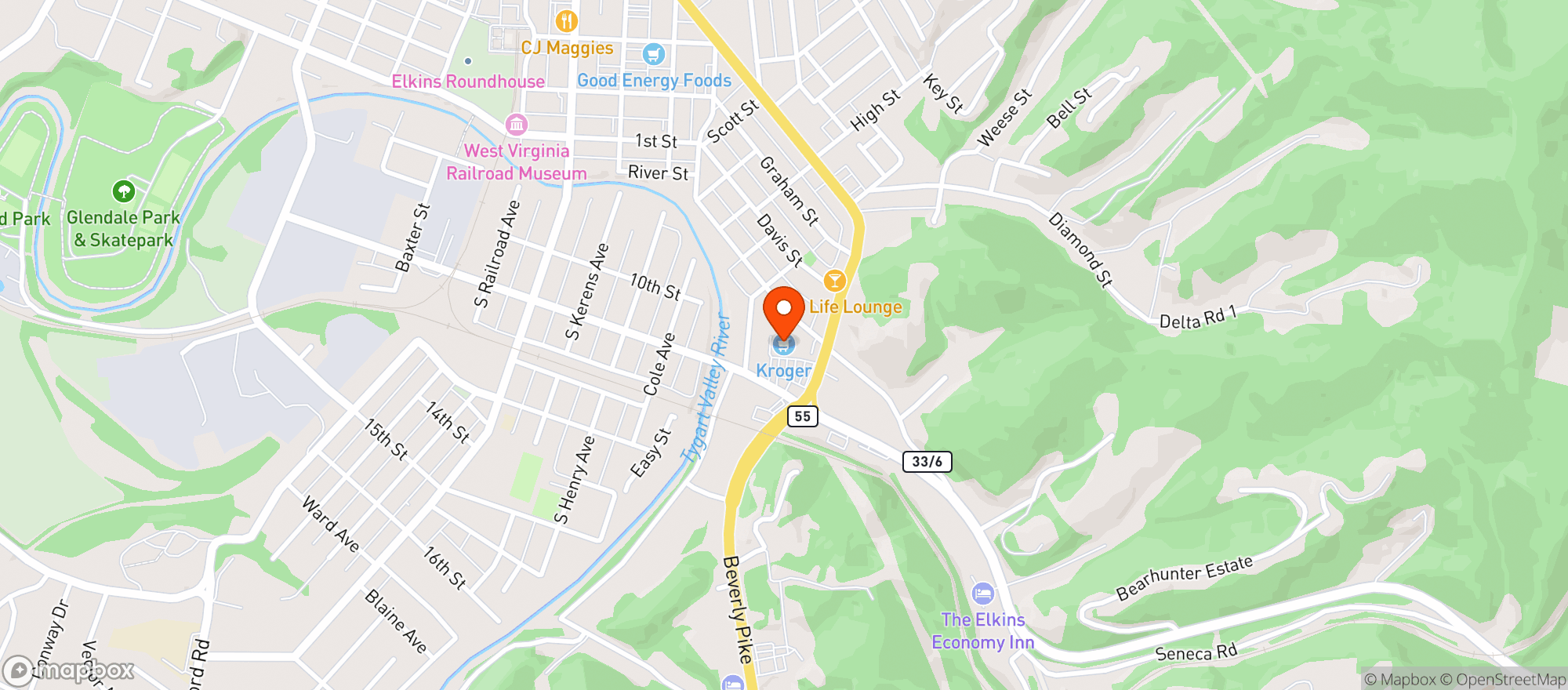 Map showing Kroger