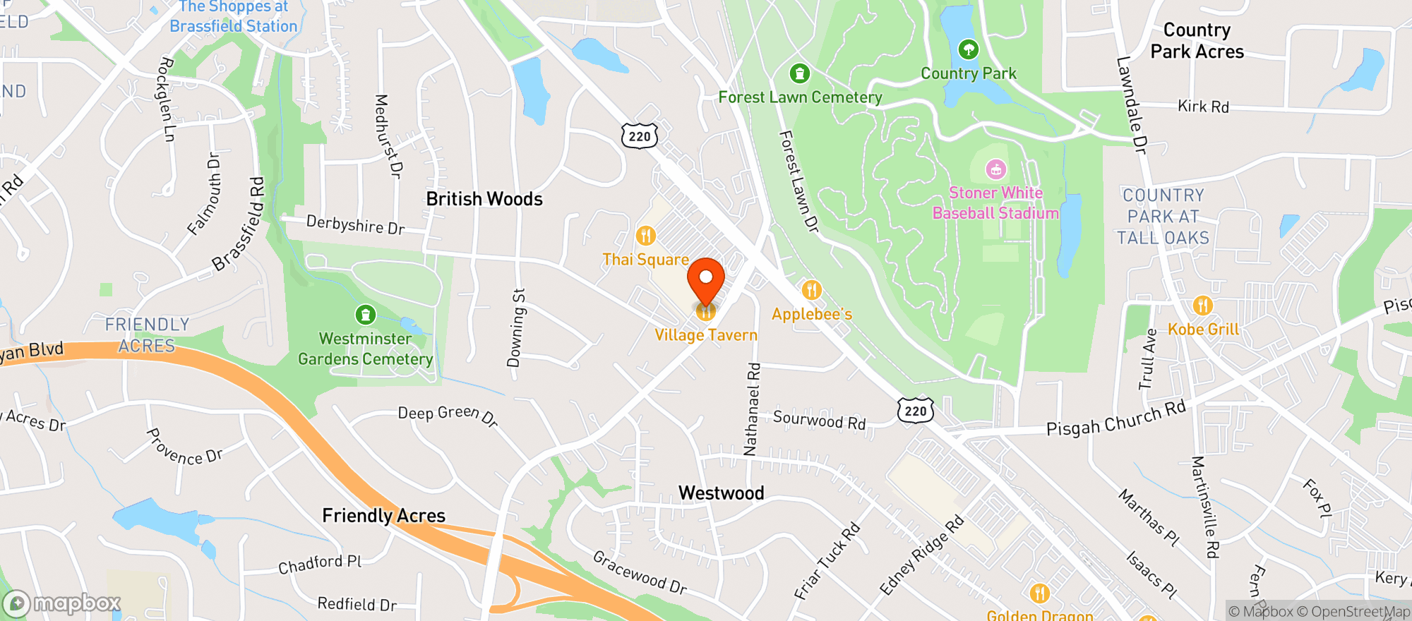 Map showing Village Tavern