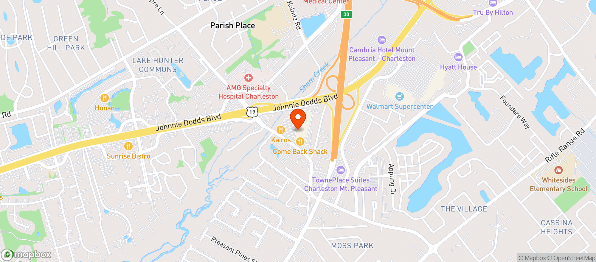 Map showing The Fresh Market (Bowman Road)
