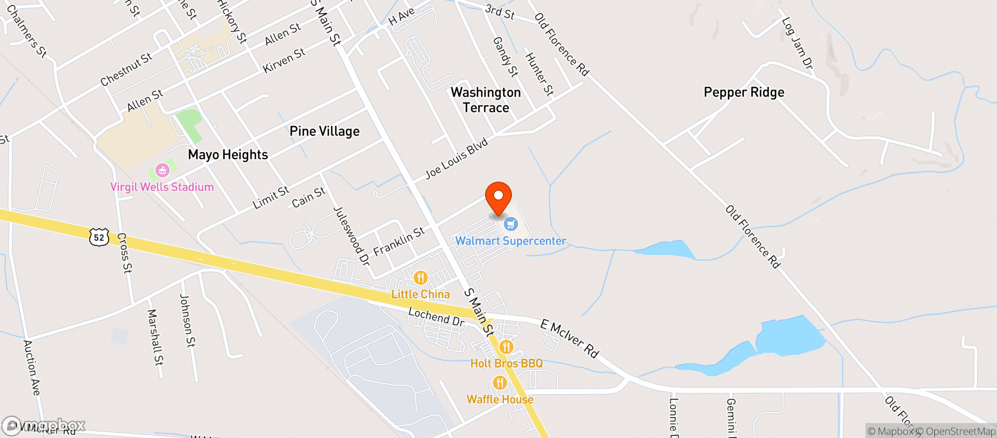 Map showing WALMART SUPERCENTER