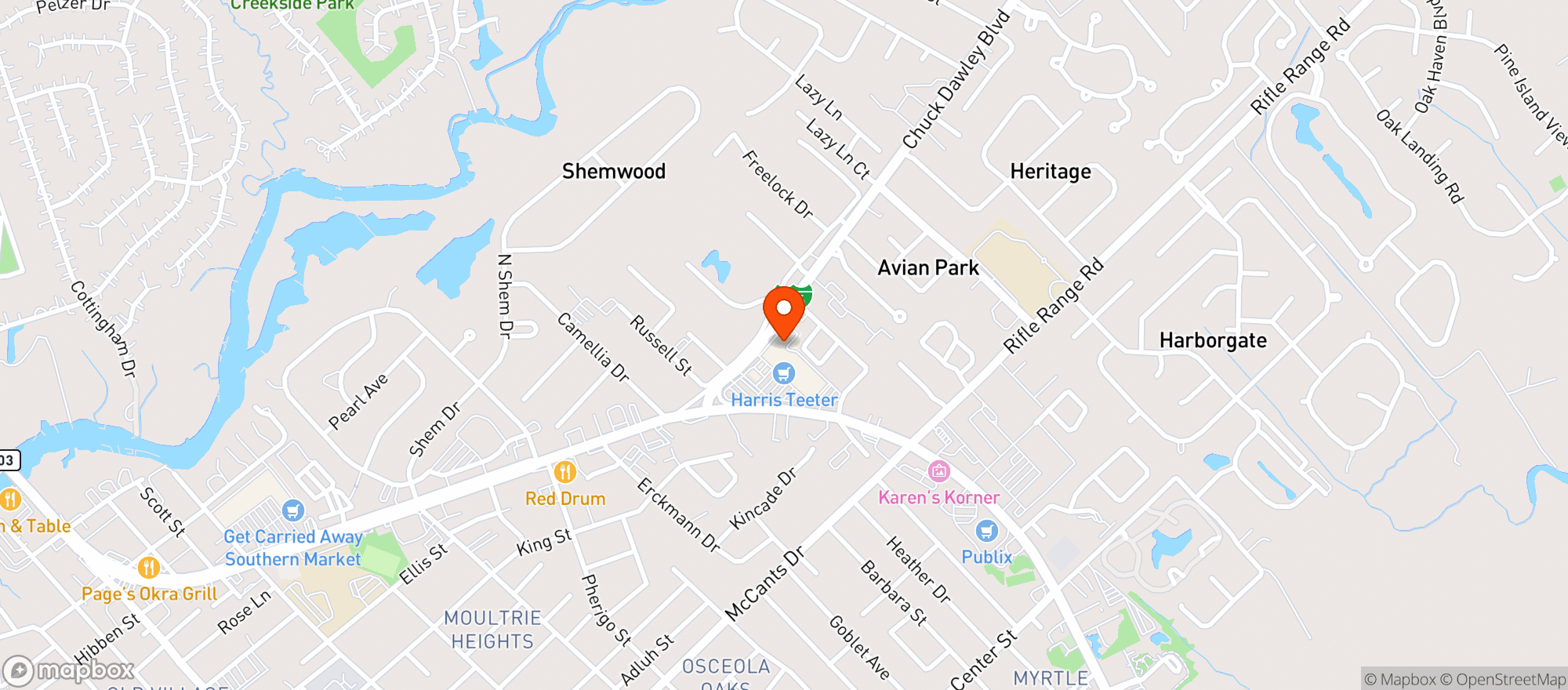 Map showing Harris Teeter