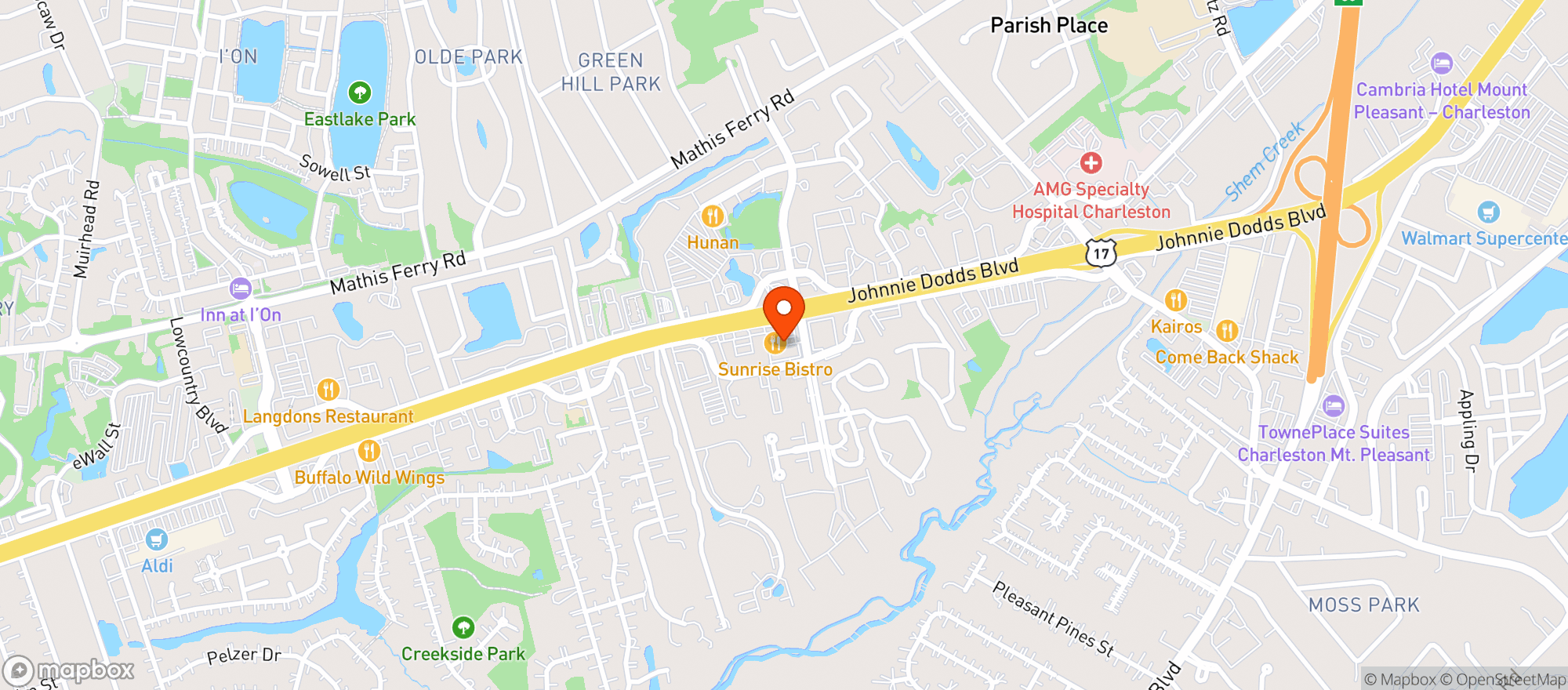 Map showing CBD Express - Mt. Pleasant