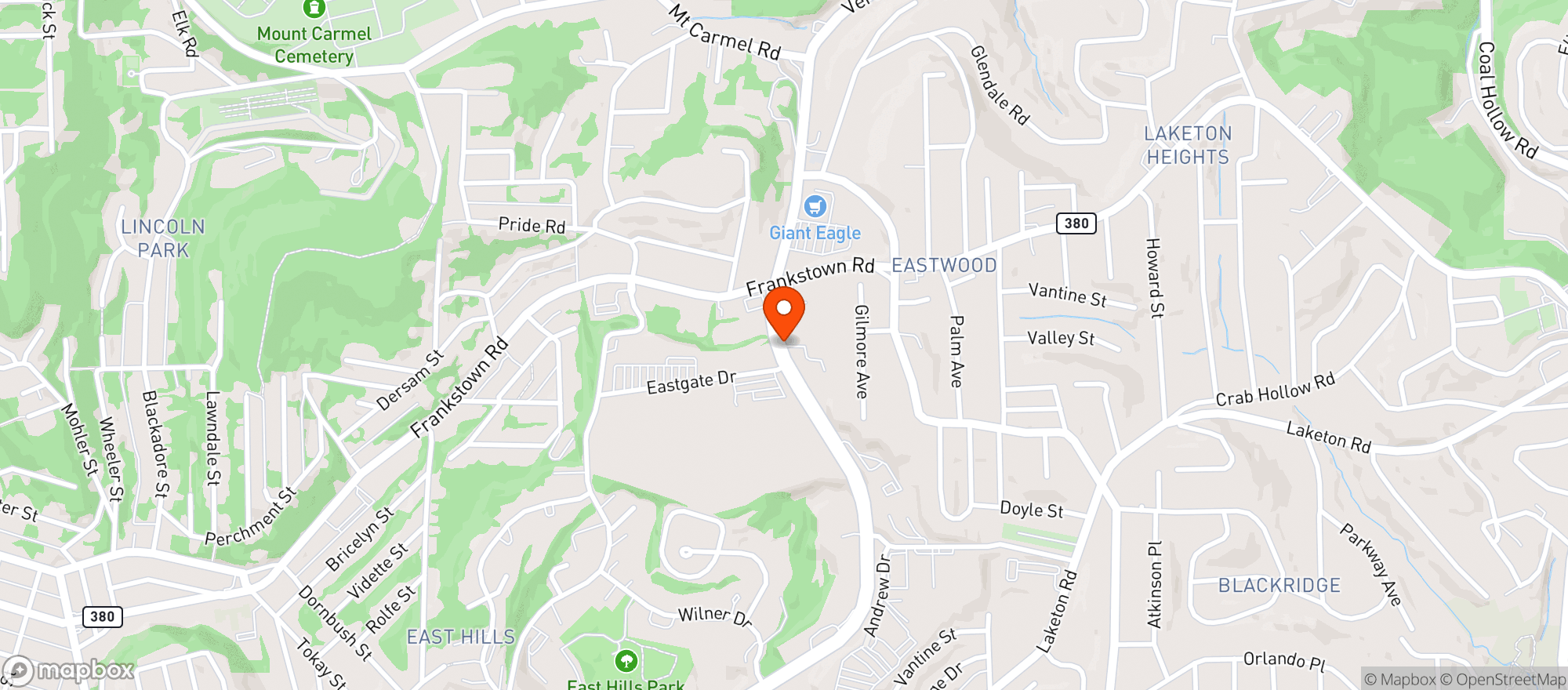 Map showing Penn Hills Lucky Beer