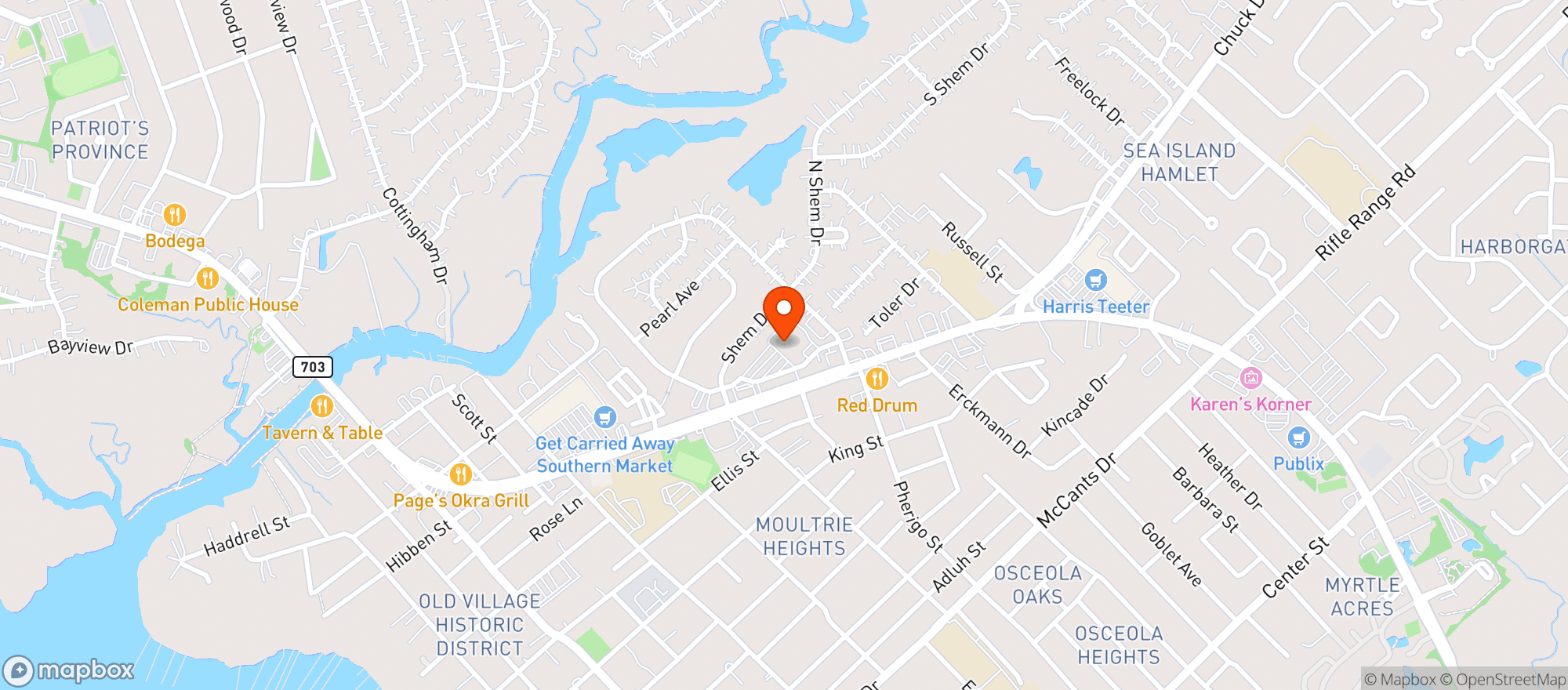Map showing The Southern Bar & Grill