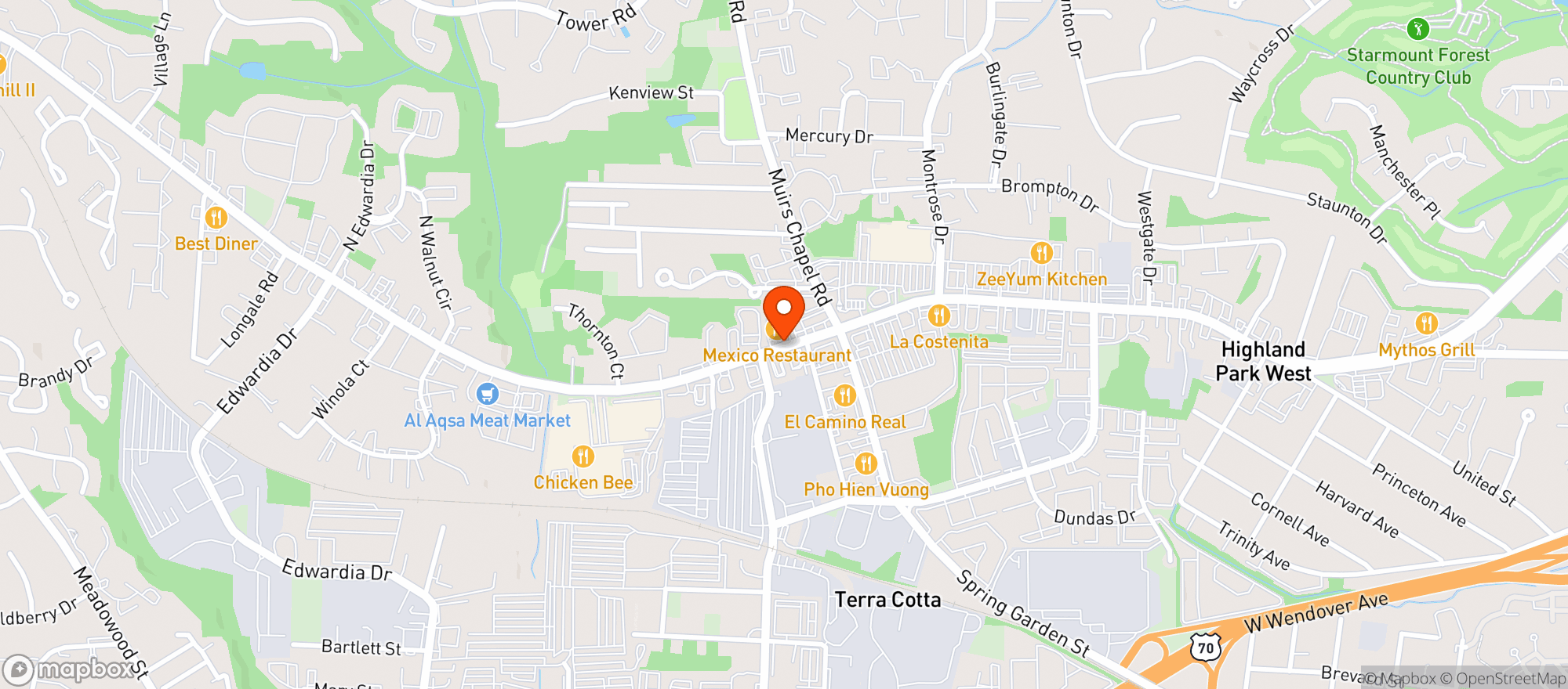 Map showing Mexico Restaurant