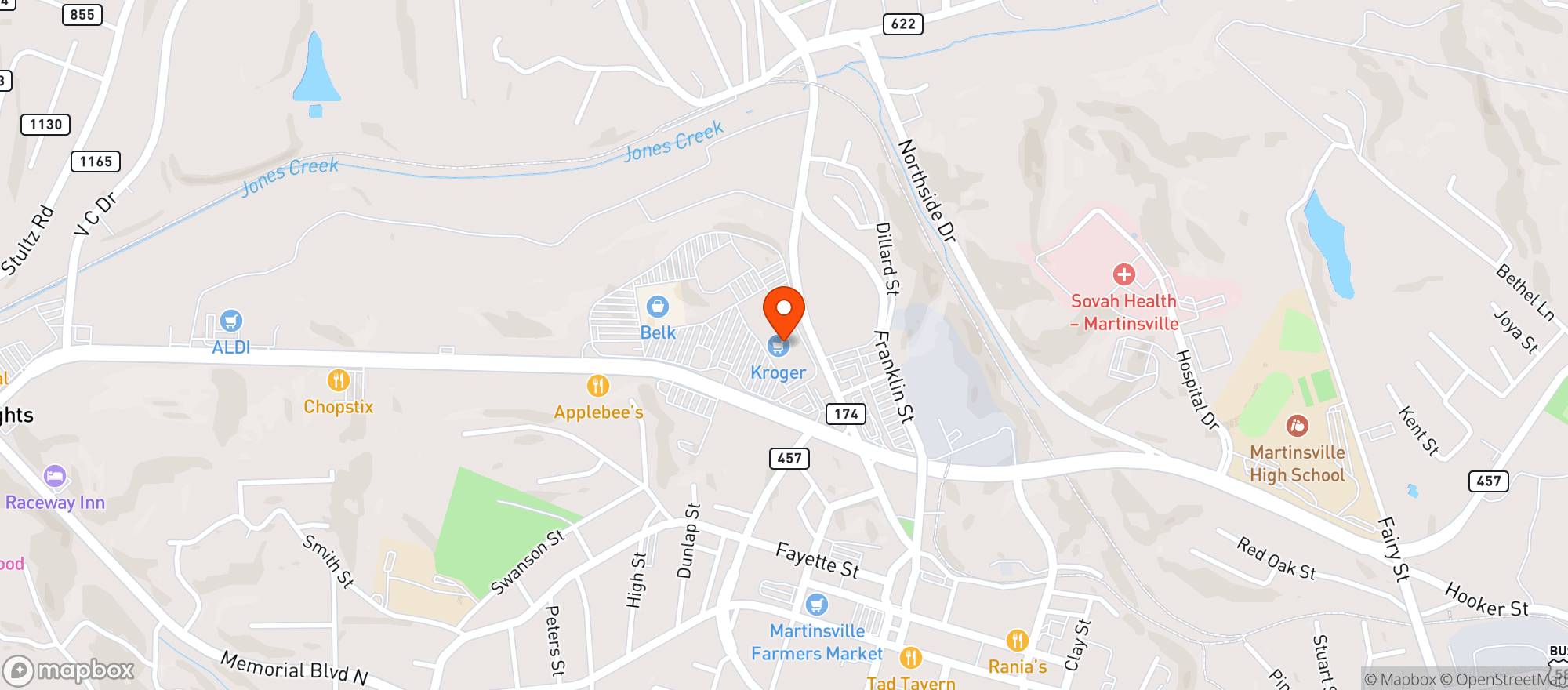 Map showing Kroger