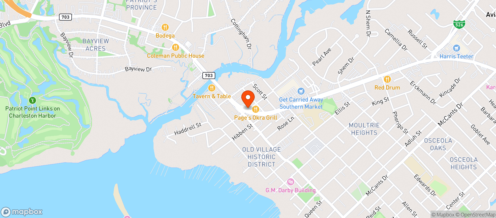 Map showing Pages Okra Grill