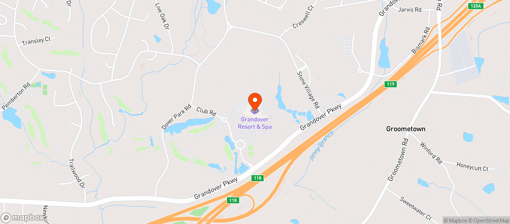Map showing Grandover Resort