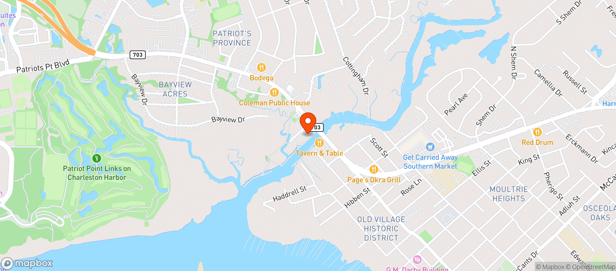 Map showing Water S Edge Restaurant (chs)