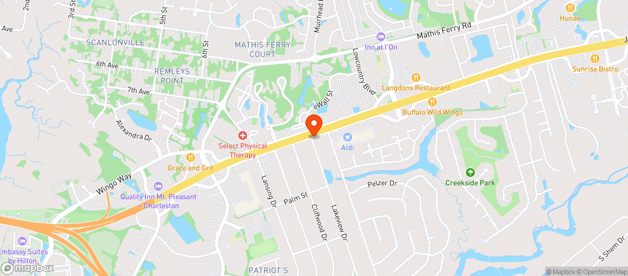 Map showing 843 Smoke & Vape - Johnnie Dodds (c