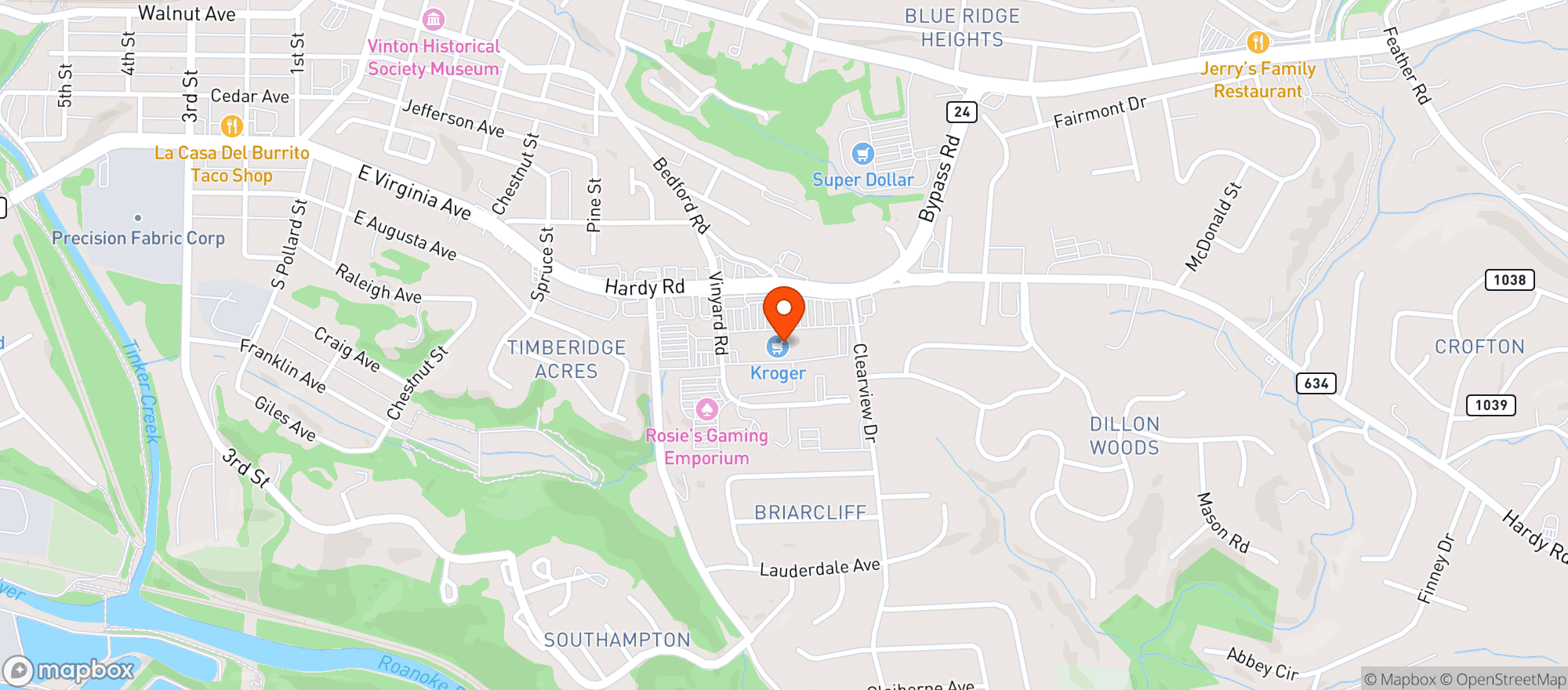 Map showing Kroger