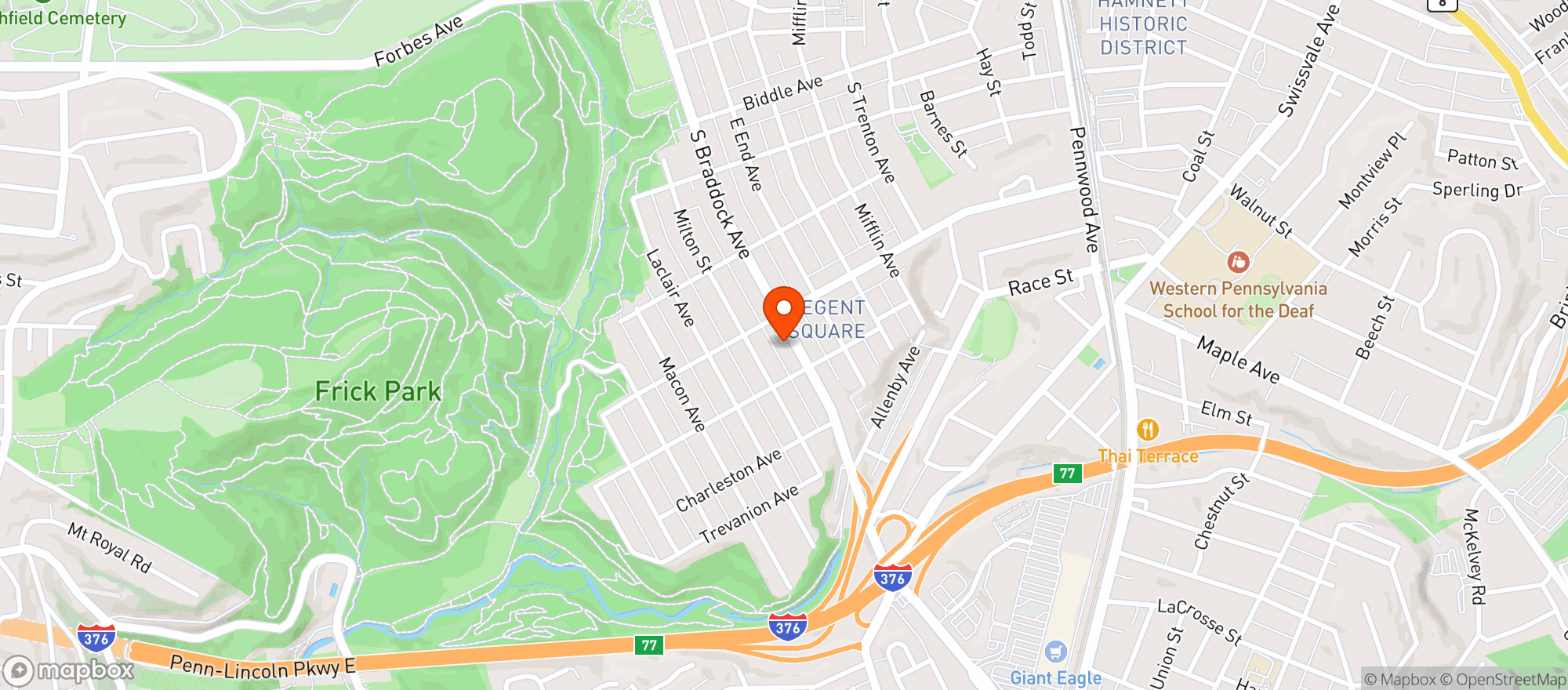 Map showing Black Bear Hemp Dispensary - Regent Square