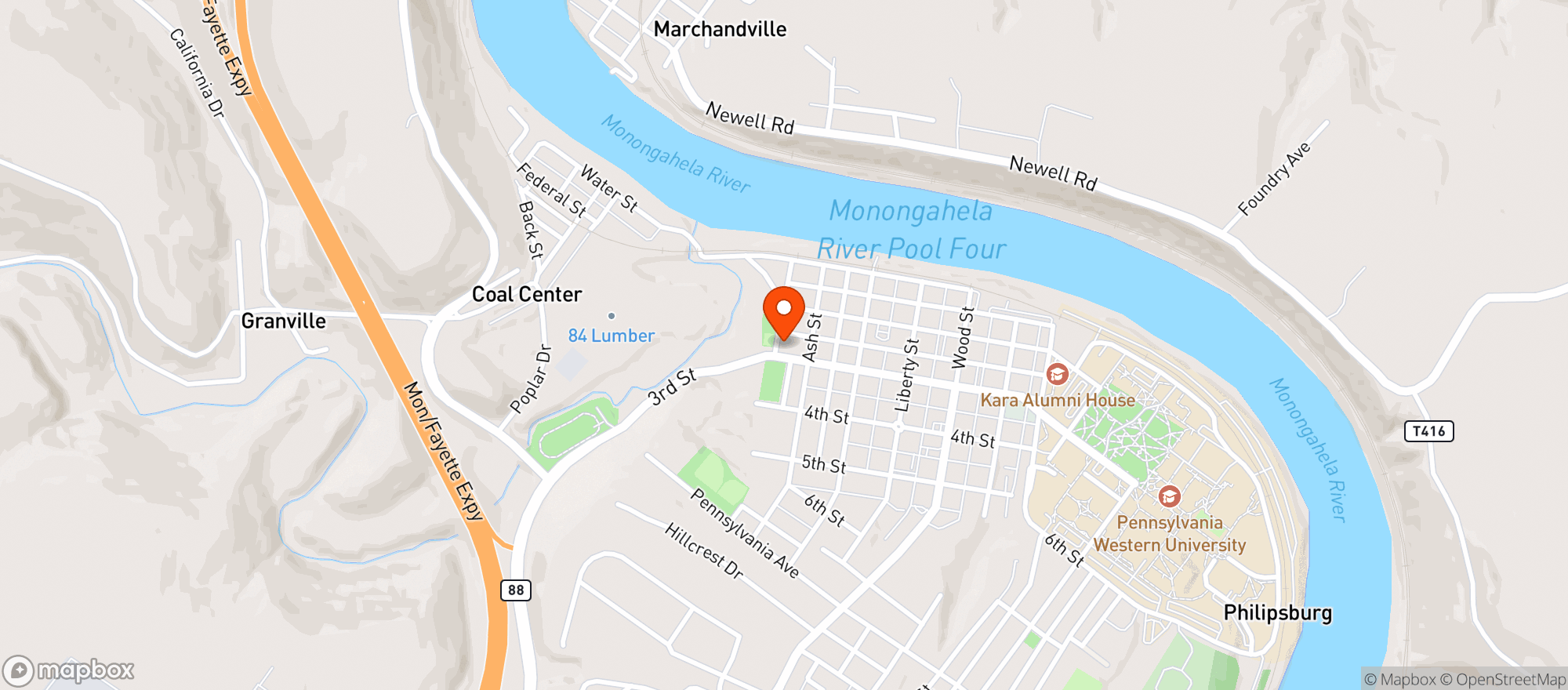 Map showing Todds Beer Distributor