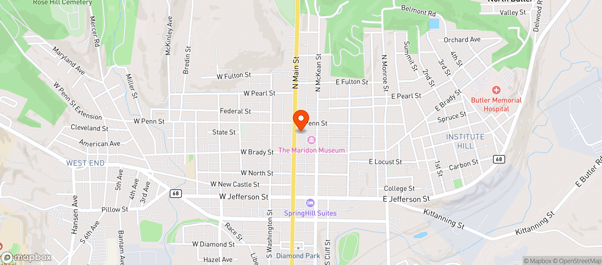 Map showing Butler Beer & Tobacco