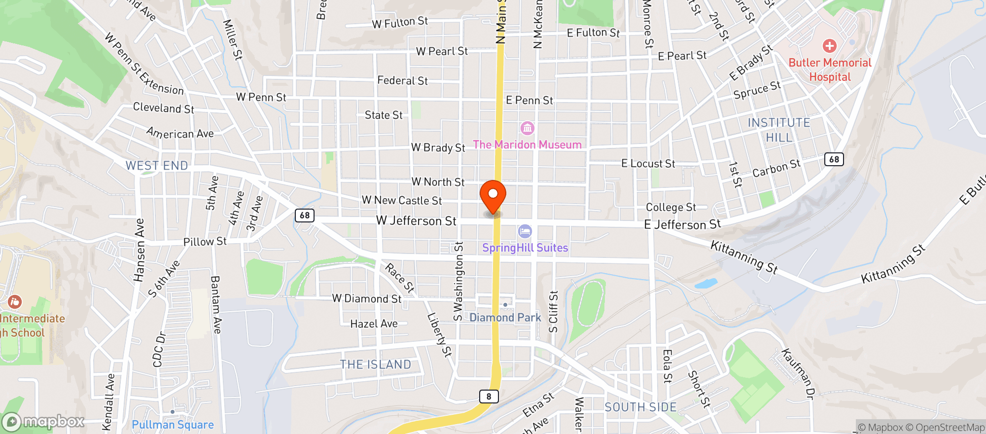 Map showing Branded In Butler