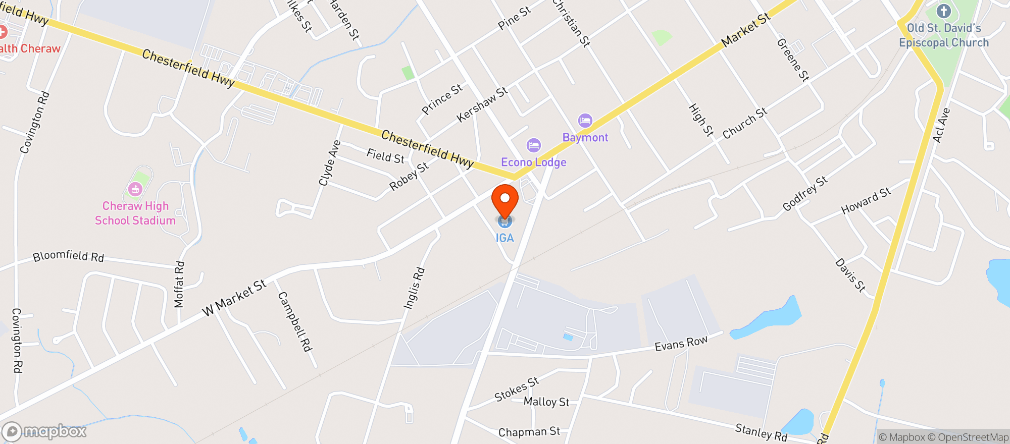 Map showing Cheraw Iga #657 (flo)