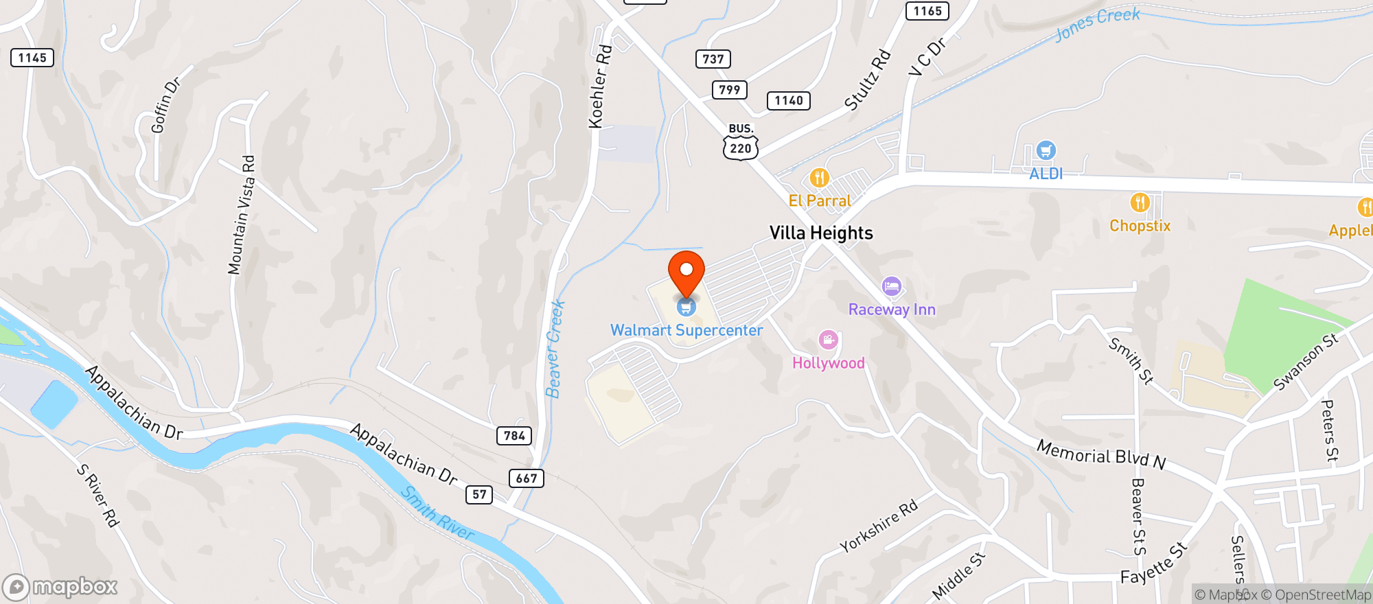 Map showing Walmart Supercenter