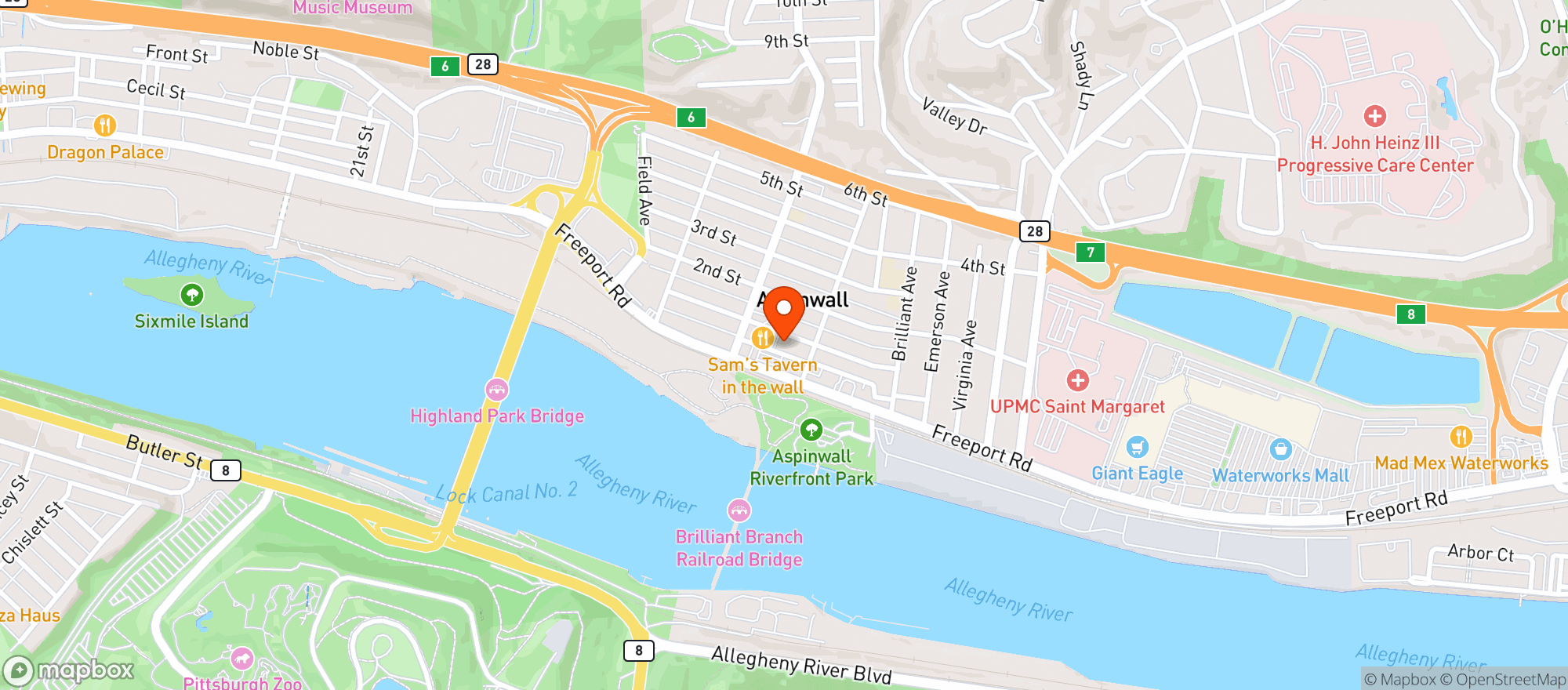 Map showing Caliente Pizza Draft House
