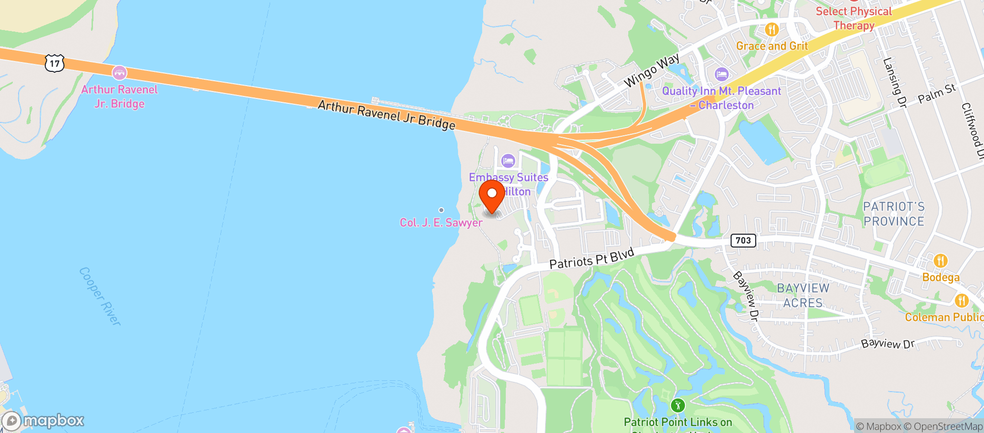 Map showing Charleston Harbor Resort (chs)