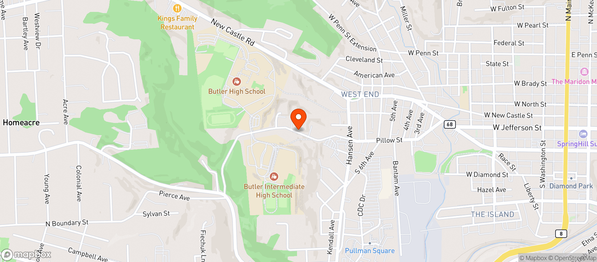Map showing 11Th Frame Bar & Grill