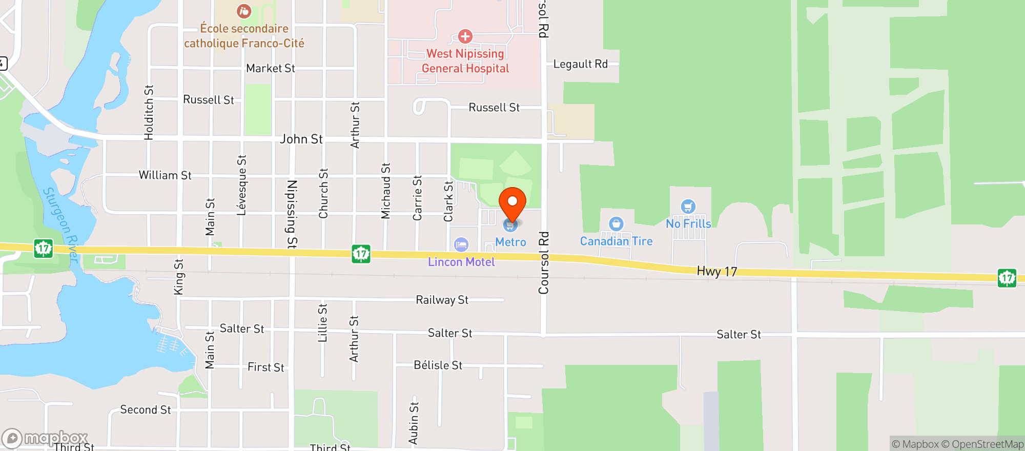 Map showing Metro 259