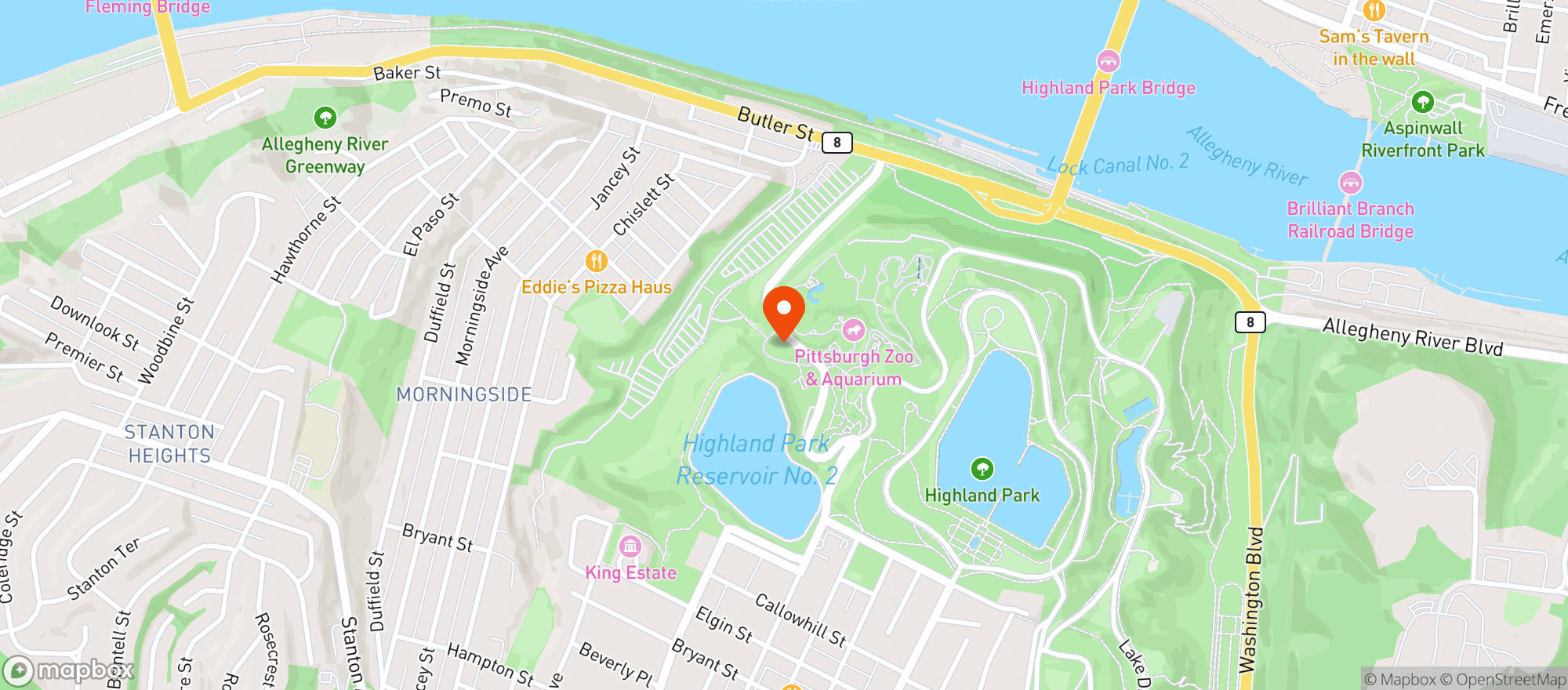 Map showing Pittsburgh Zoo & Aquarium