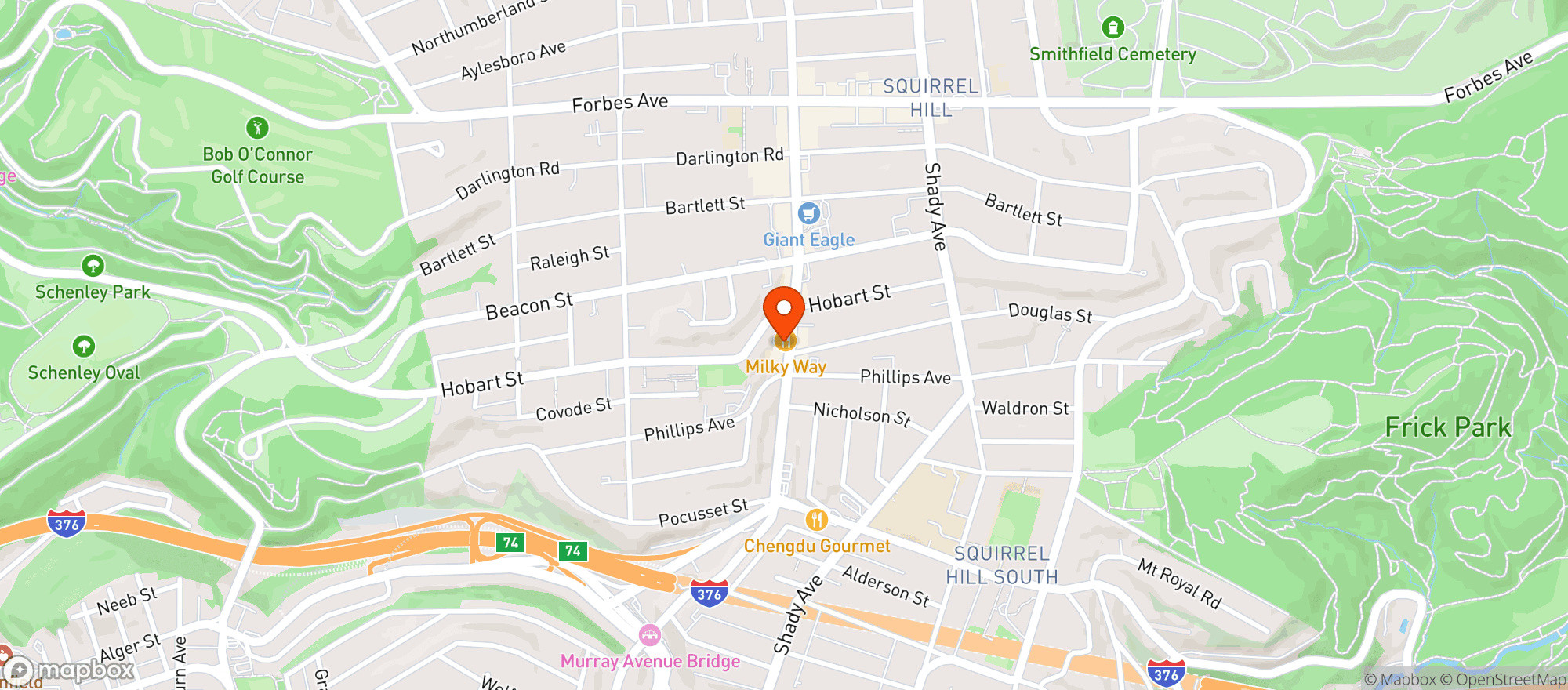 Map showing Mineos Pizza