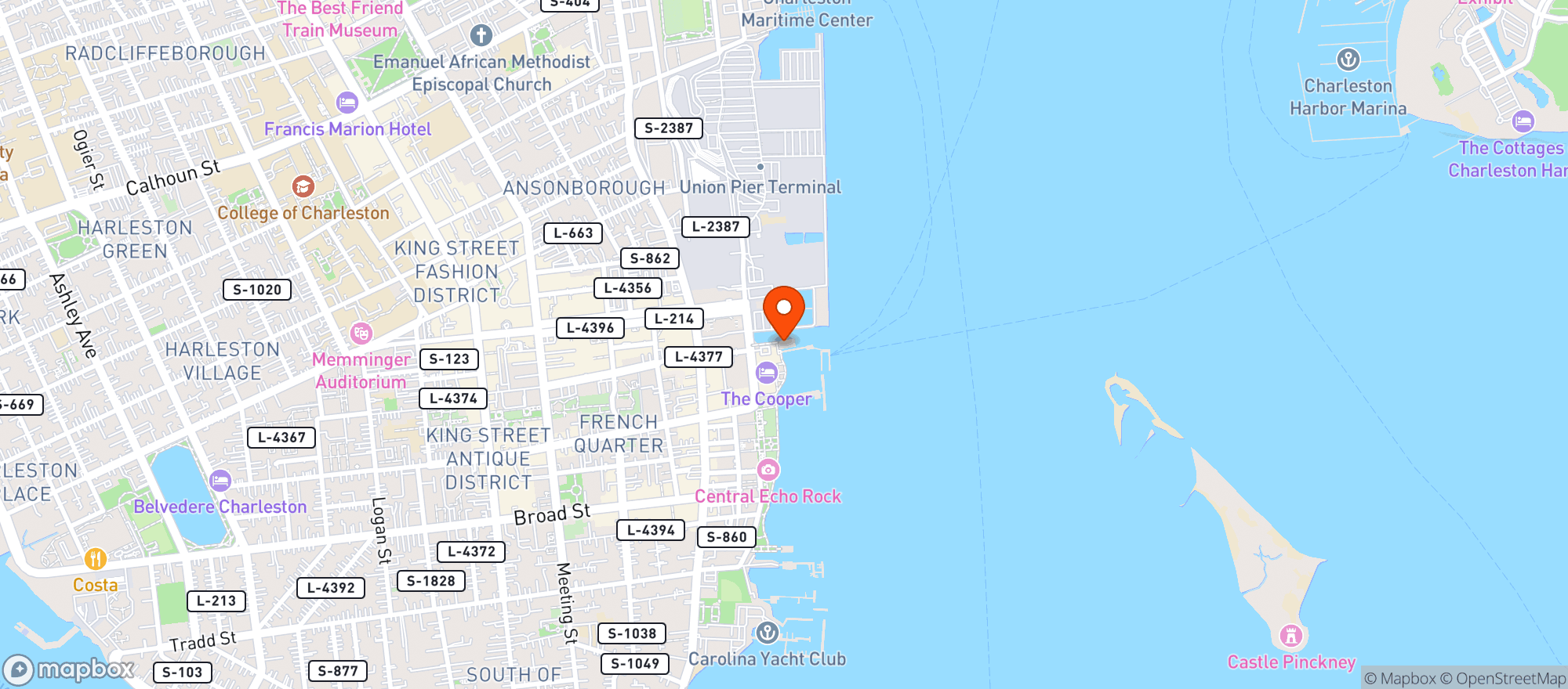 Map showing Fleet Landing (chs)