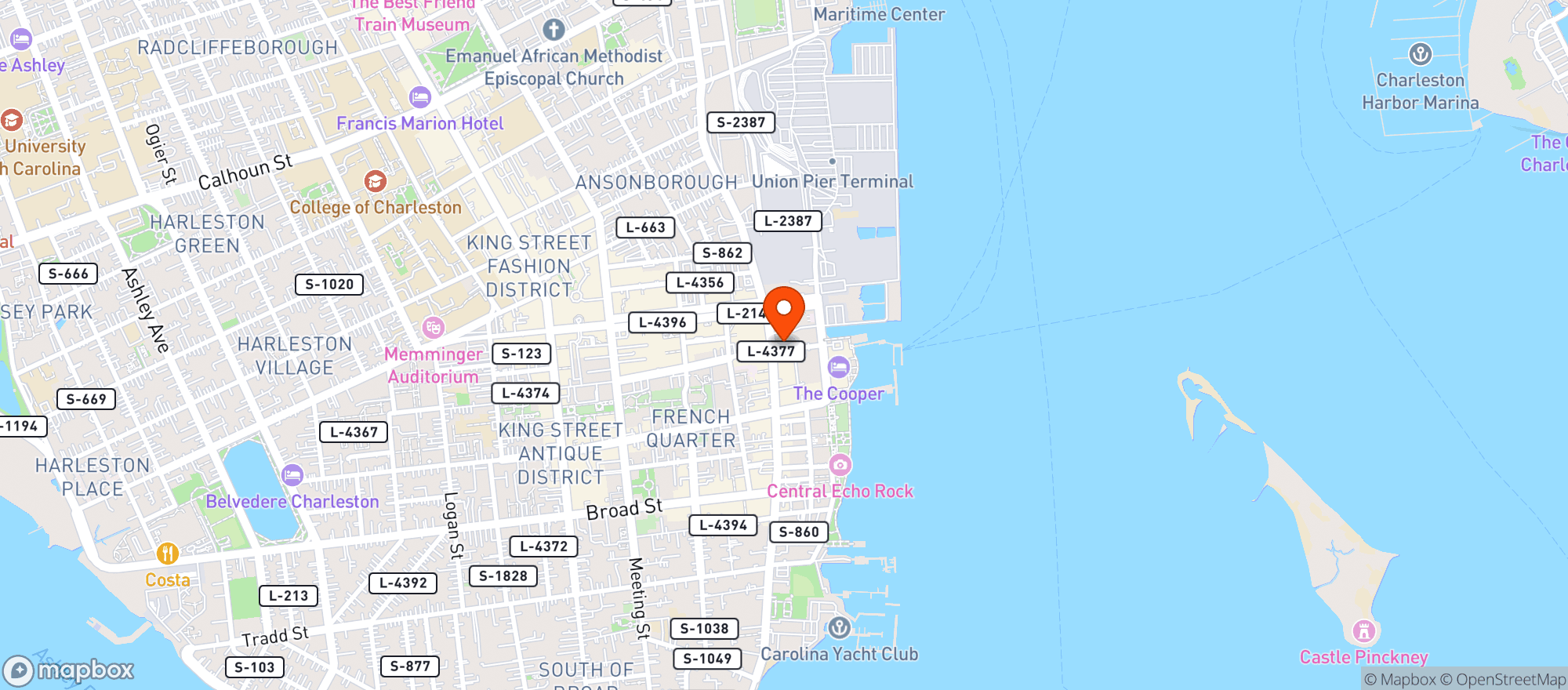 Map showing Carmella's Dessert Bar