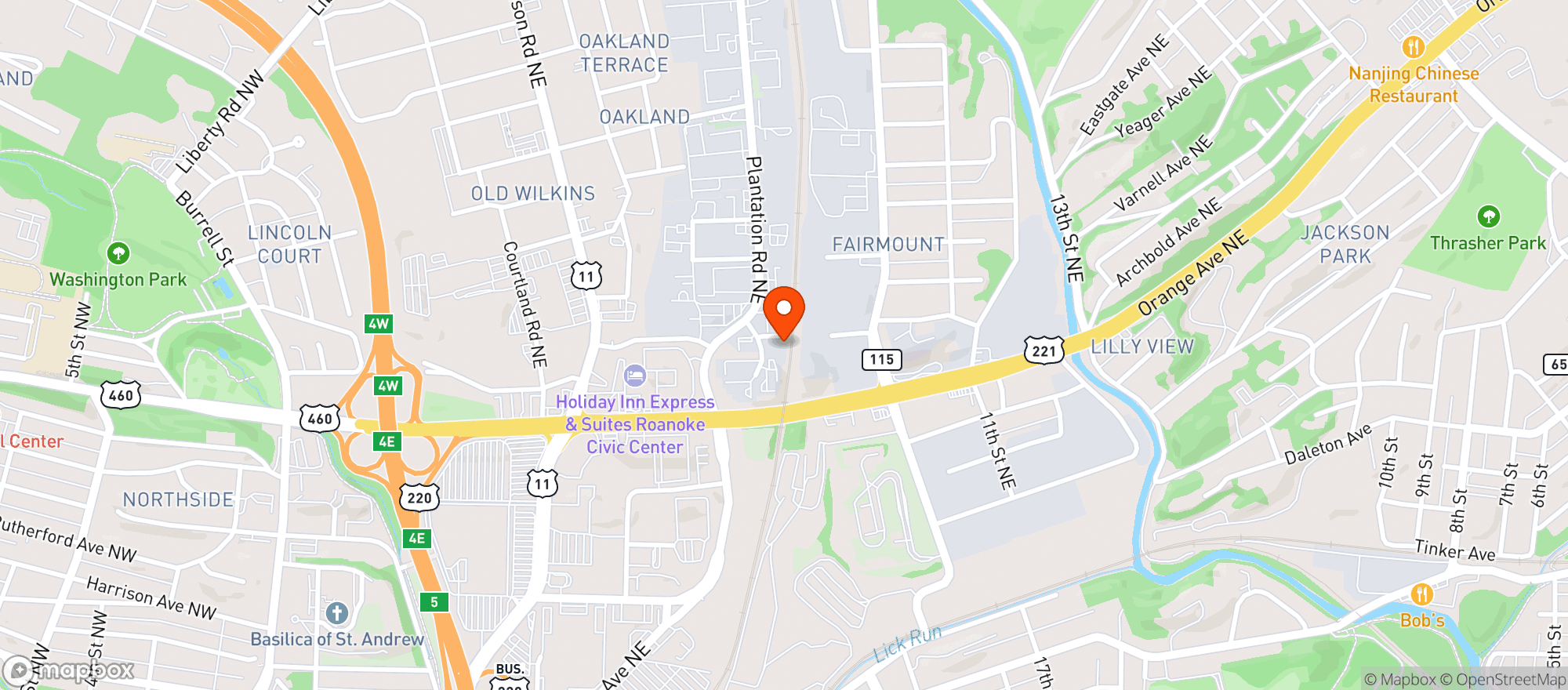 Map showing Brady's Distillery