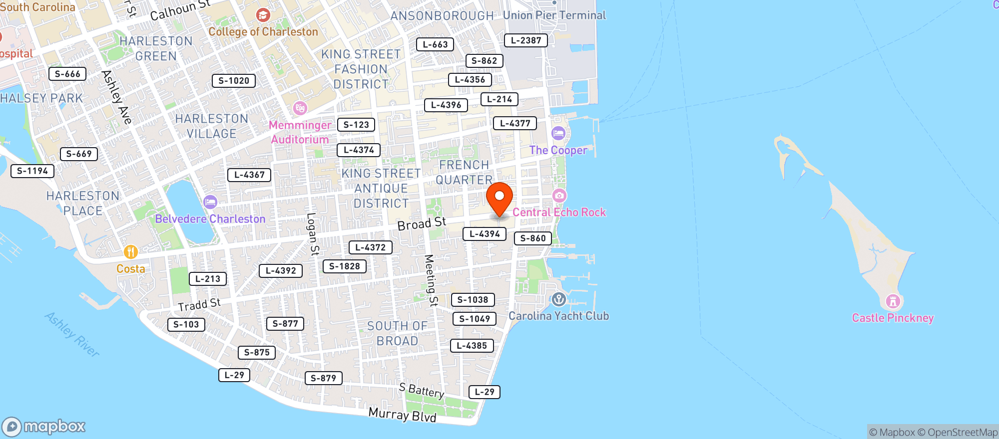 Map showing Oak Steakhouse