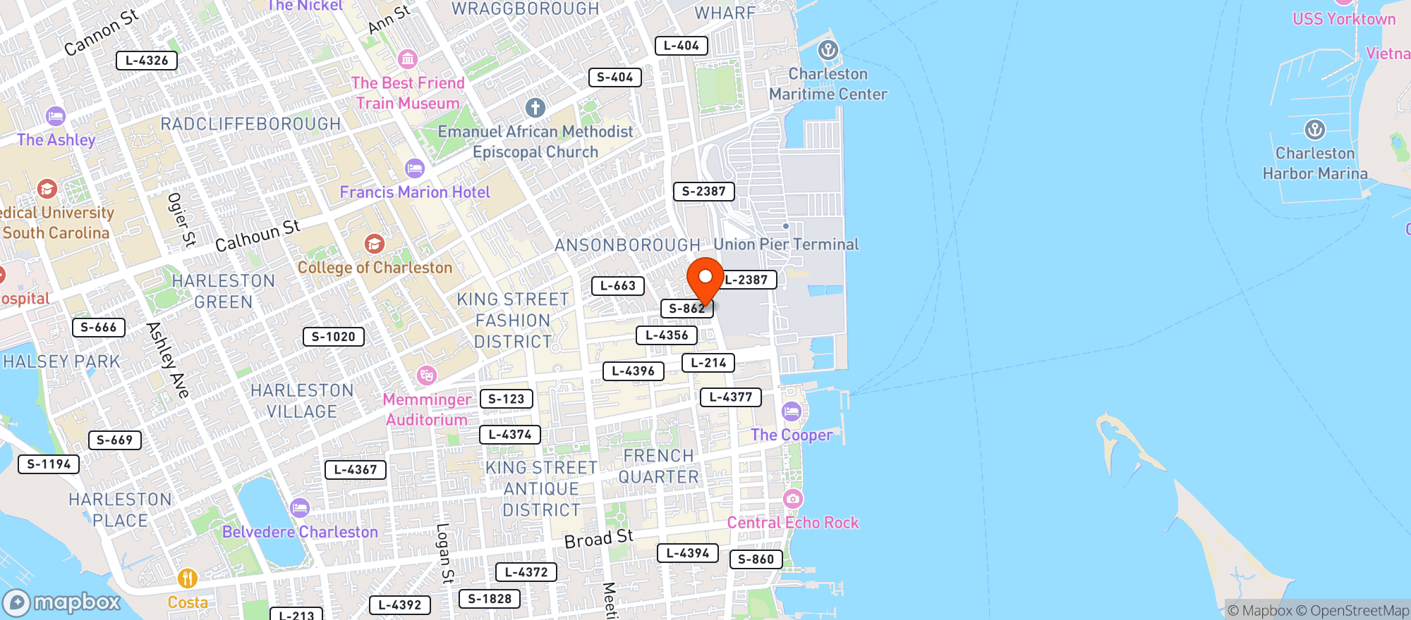 Map showing Big Johns Tavern