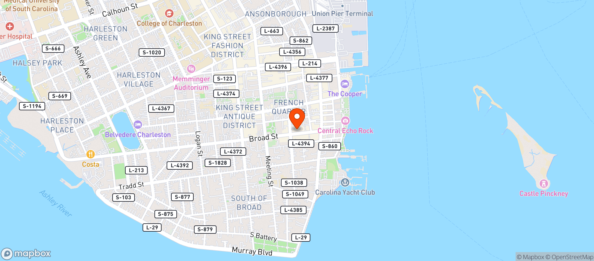 Map showing Blind Tiger Pub (chs)