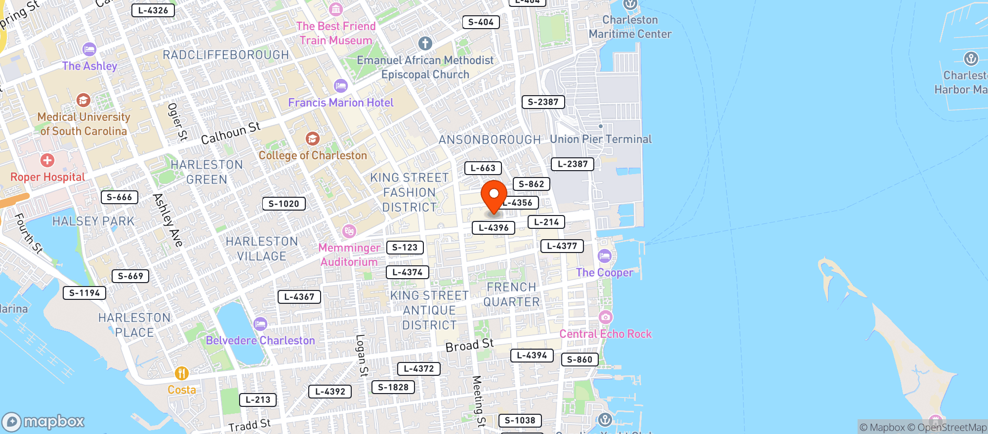 Map showing T Bonz Gill & Grill