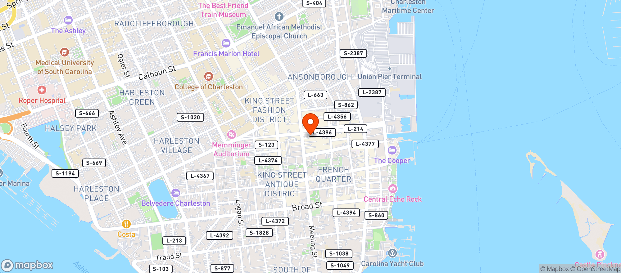 Map showing Port Of Call (chs)