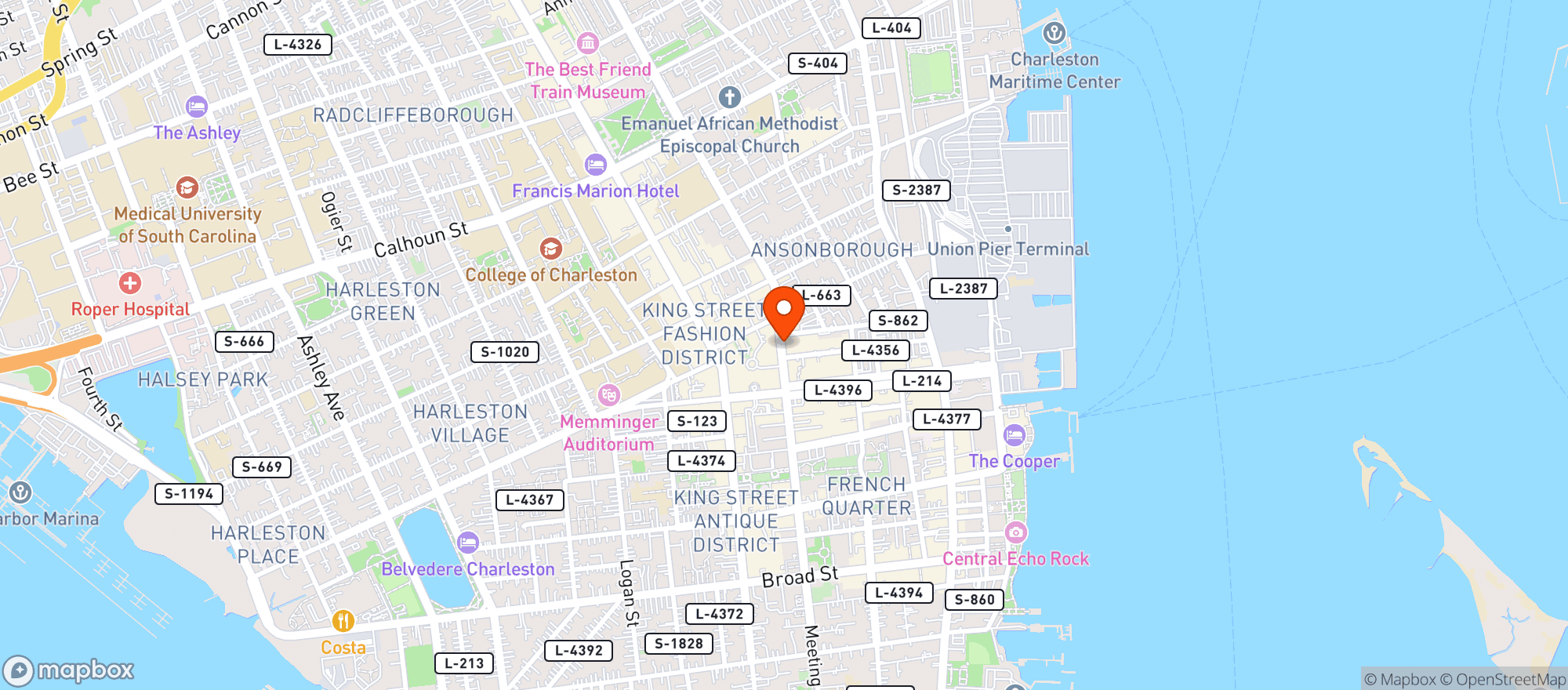 Map showing Thai Zapp Restaurant & Bar
