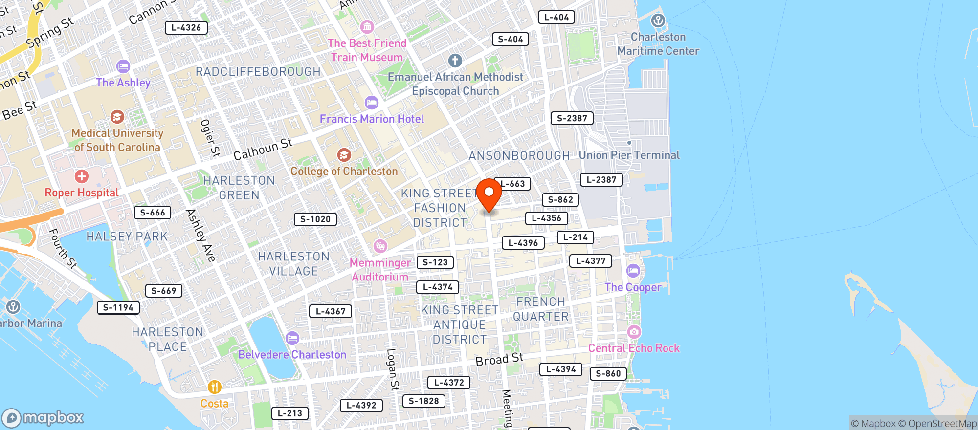 Map showing Hyman's Seafood