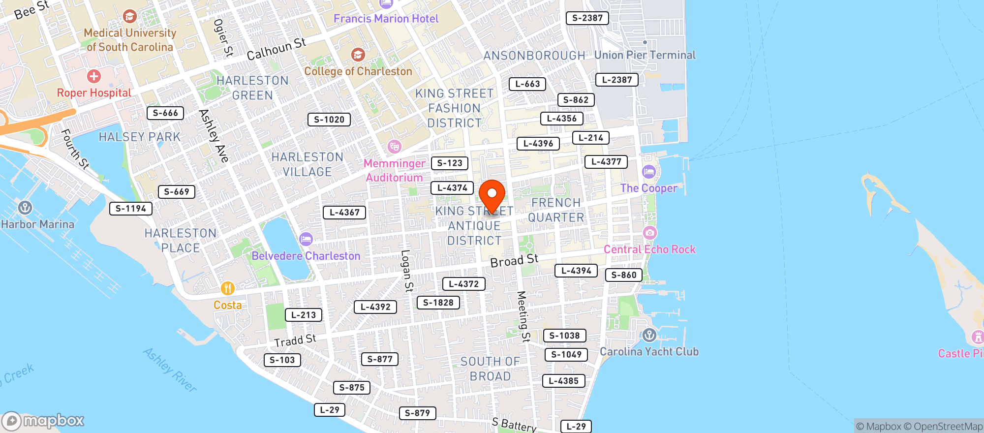 Map showing Husk Restaurant