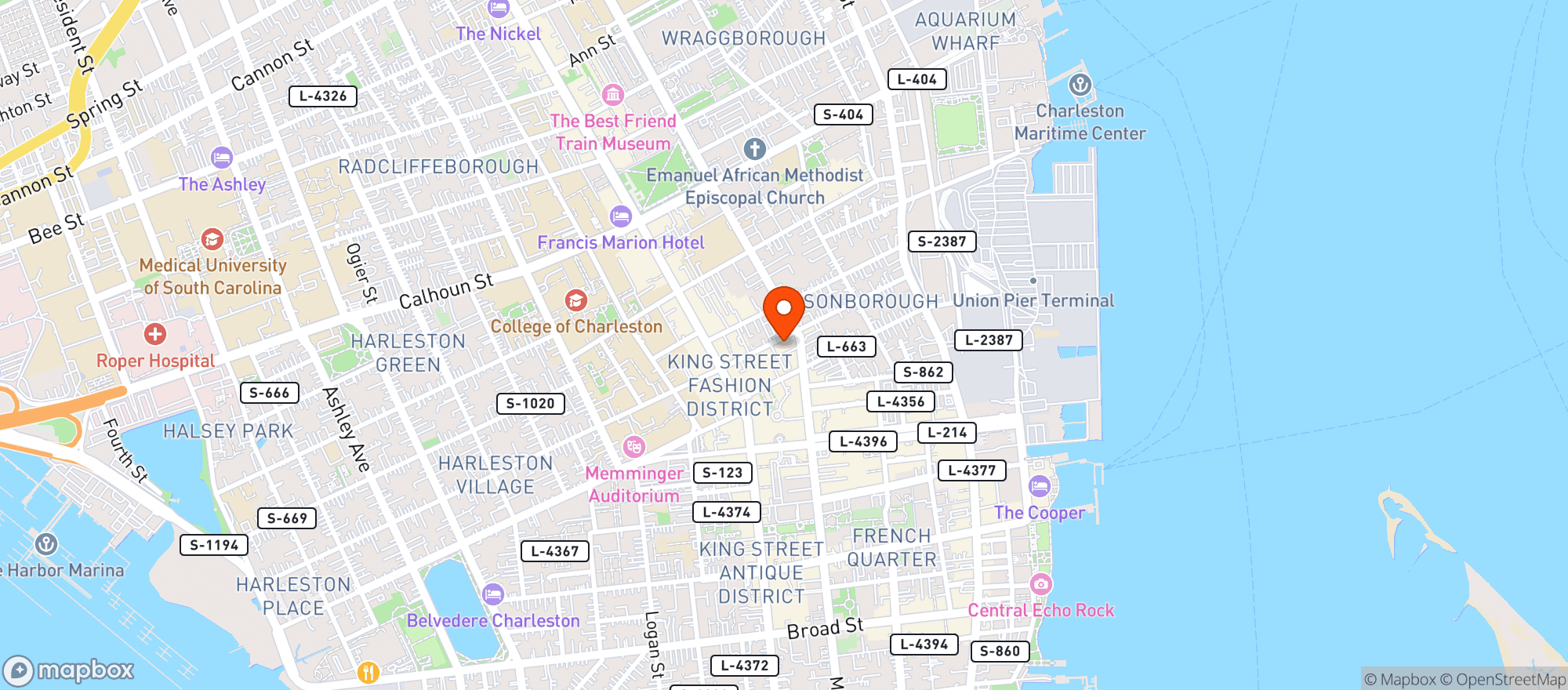 Map showing Grand Bohemian Hotel