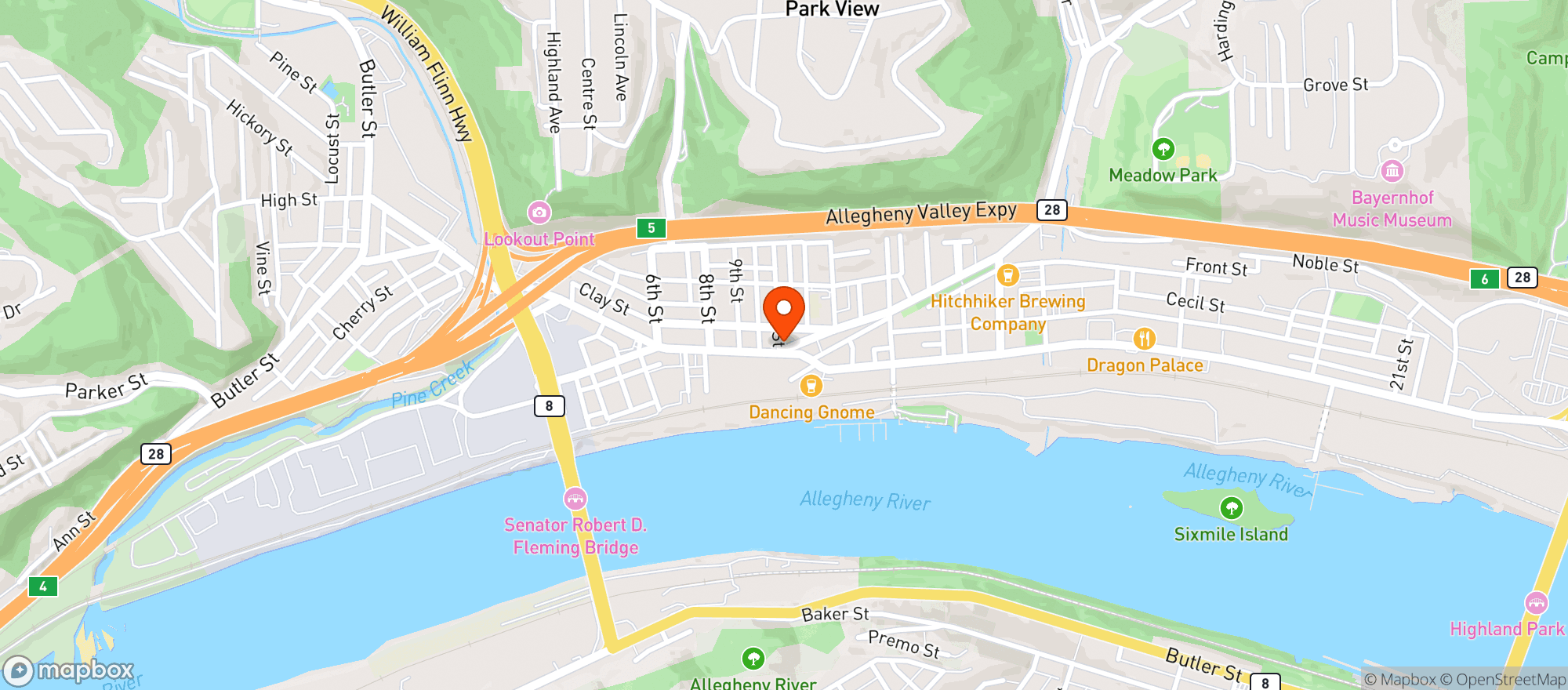 Map showing Krazy Karen's