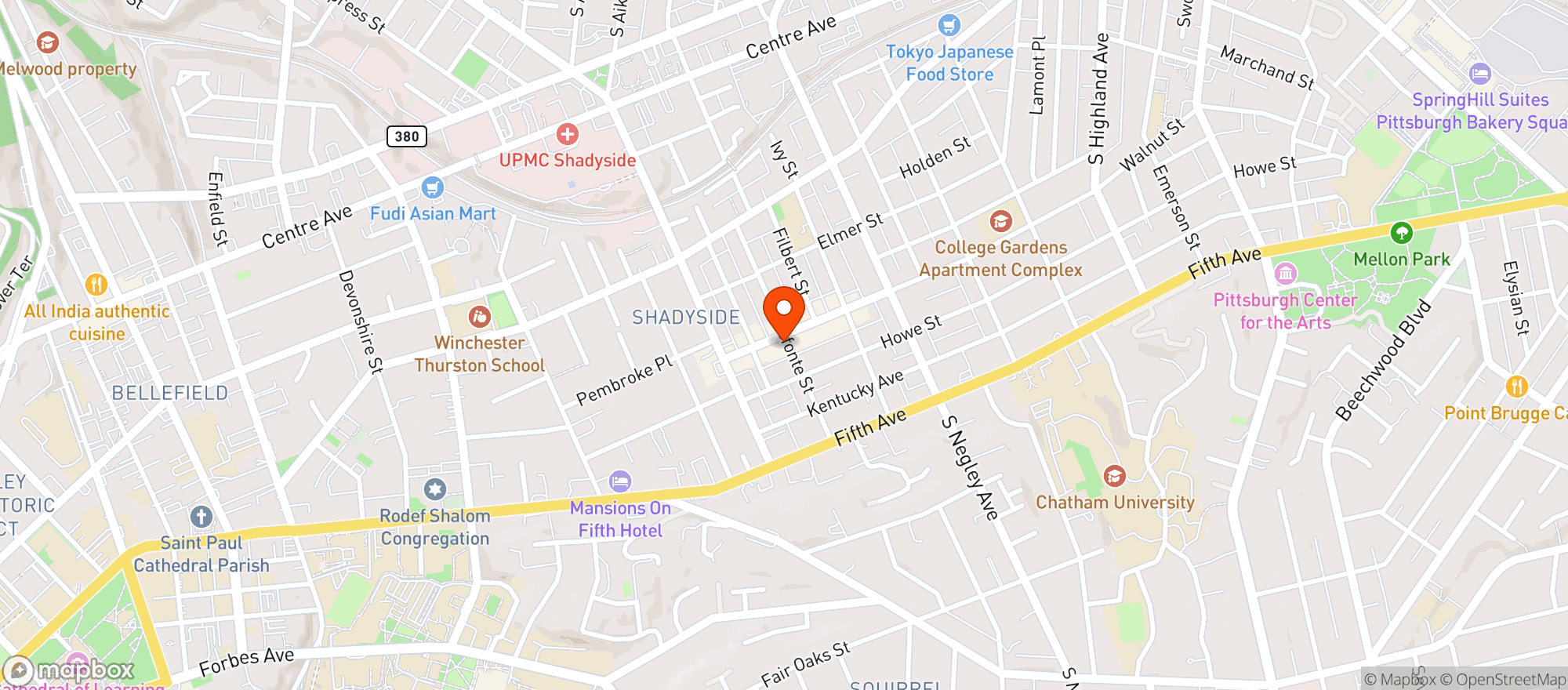 Map showing Marios East Side Saloon