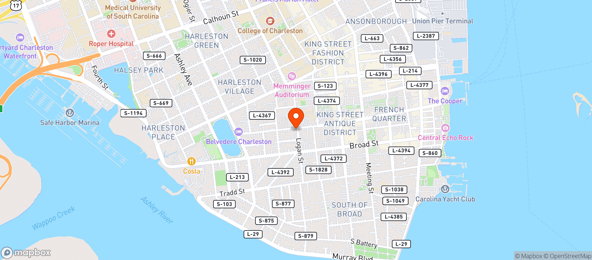 Map showing Queen Street Grocery